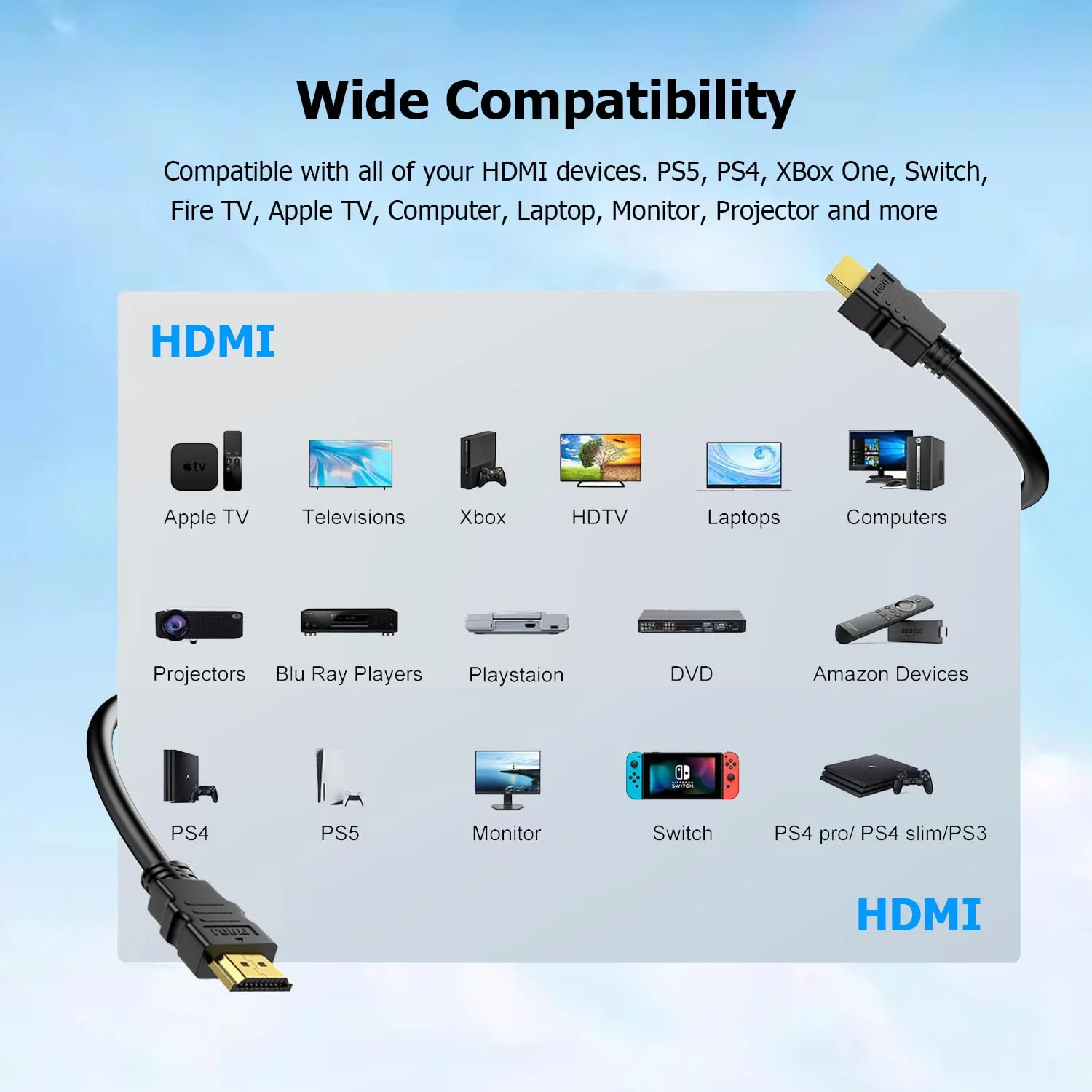 کابل HDMI 4K طول 1 متر - بسته 5 عددی، کابل تلویزیون HDMI شیلددار، کابل HDMI 2.0 نر با روکش طلا 120 هرتز ARC و دارای رتبه CL3، HDCP 2.2، HDR سه بعدی | برای داک استیشن، کامپیوتر، مانیتور، سوییچ، اسپلیتر، PS4/5، ایکس باکس، ساندبار
