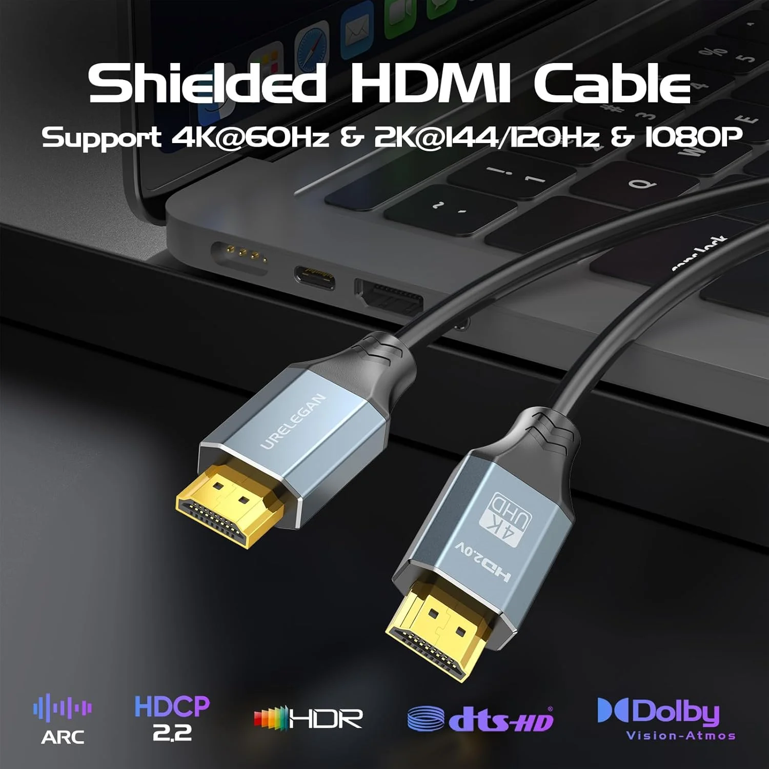 کابل HDMI شش فوتی بسته چهارتایی، کابل HDMI 2.0 پرسرعت 4K با پوشش محافظ، شش فوت با HDR، اترنت/ARC، سازگار با 3D، HDCP 2.2 - سازگار با کامپیوتر، مانیتور، Roku/LG TV، PS4/PS5، Xbox، Switch، ساندبار، مانیتور قابل حمل