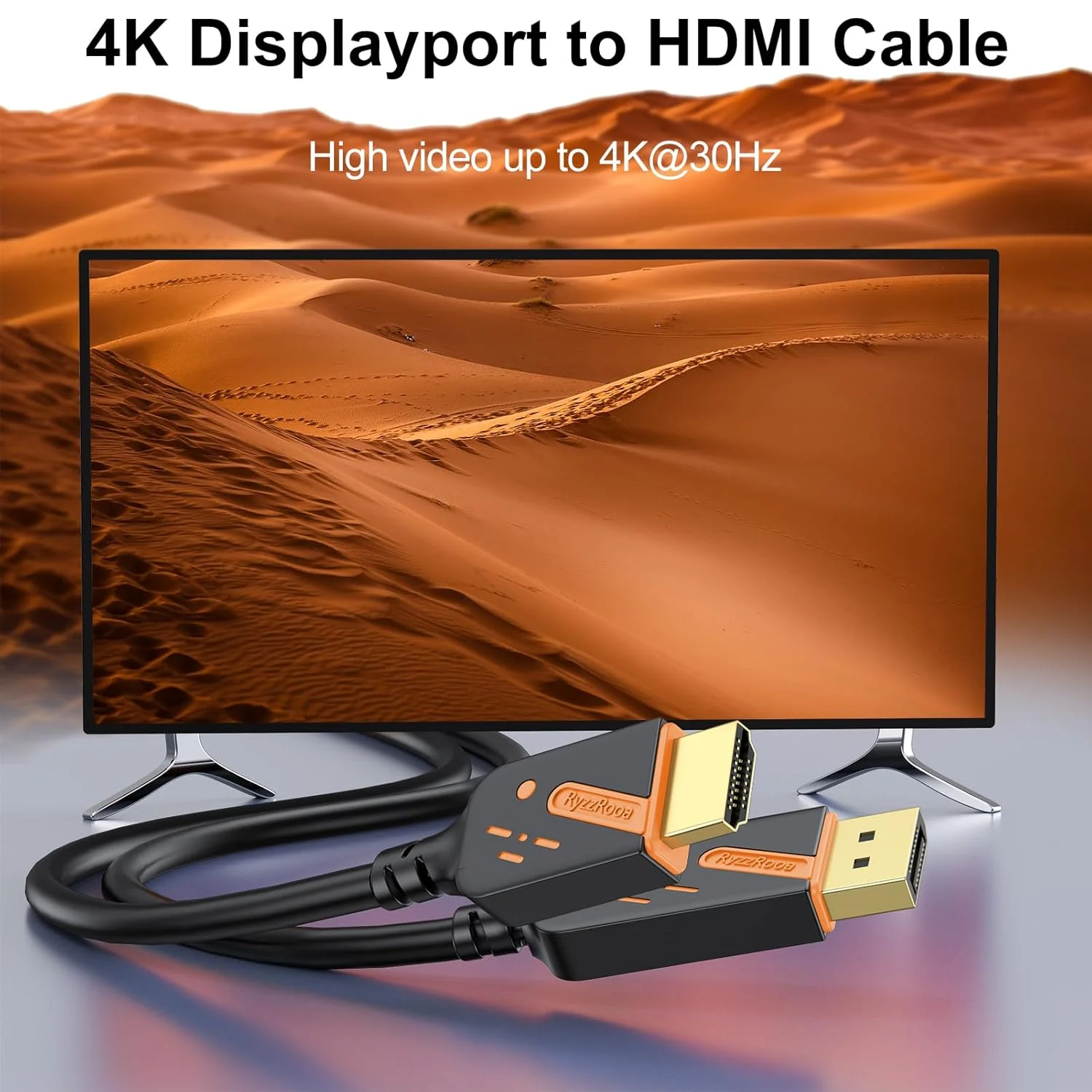 کابل DisplayPort به HDMI با کیفیت 4K، بسته 10 عددی، آداپتور کابل 1.8 متری DP به HDMI نر به نر با روکش طلا، پشتیبانی از ویدئو و صدای UHD برای کامپیوتر، مانیتور، تلویزیون های HD، پروژکتور - (غیر دو طرفه)