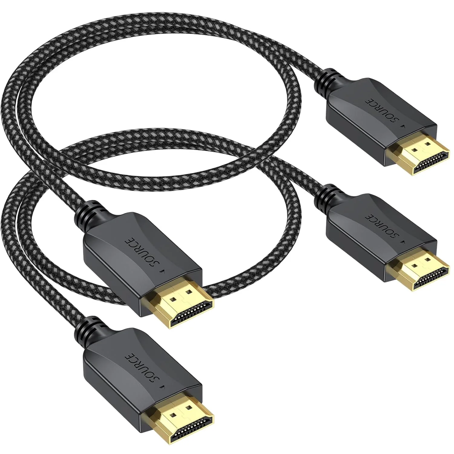 کابل HDMI کوتاه کوچک 30 سانتی متری، بسته 2 عددی، کابل HDMI 2.0 محافظت شده با روکش بافته شده (4K@60Hz, 2K@144/120Hz) با پشتیبانی از 3D, HDR, ARC, HDCP 2.2 برای کامپیوتر، مانیتور، تی وی باکس، PS4/5,KVM، دوربین، داکینگ، سوئیچر