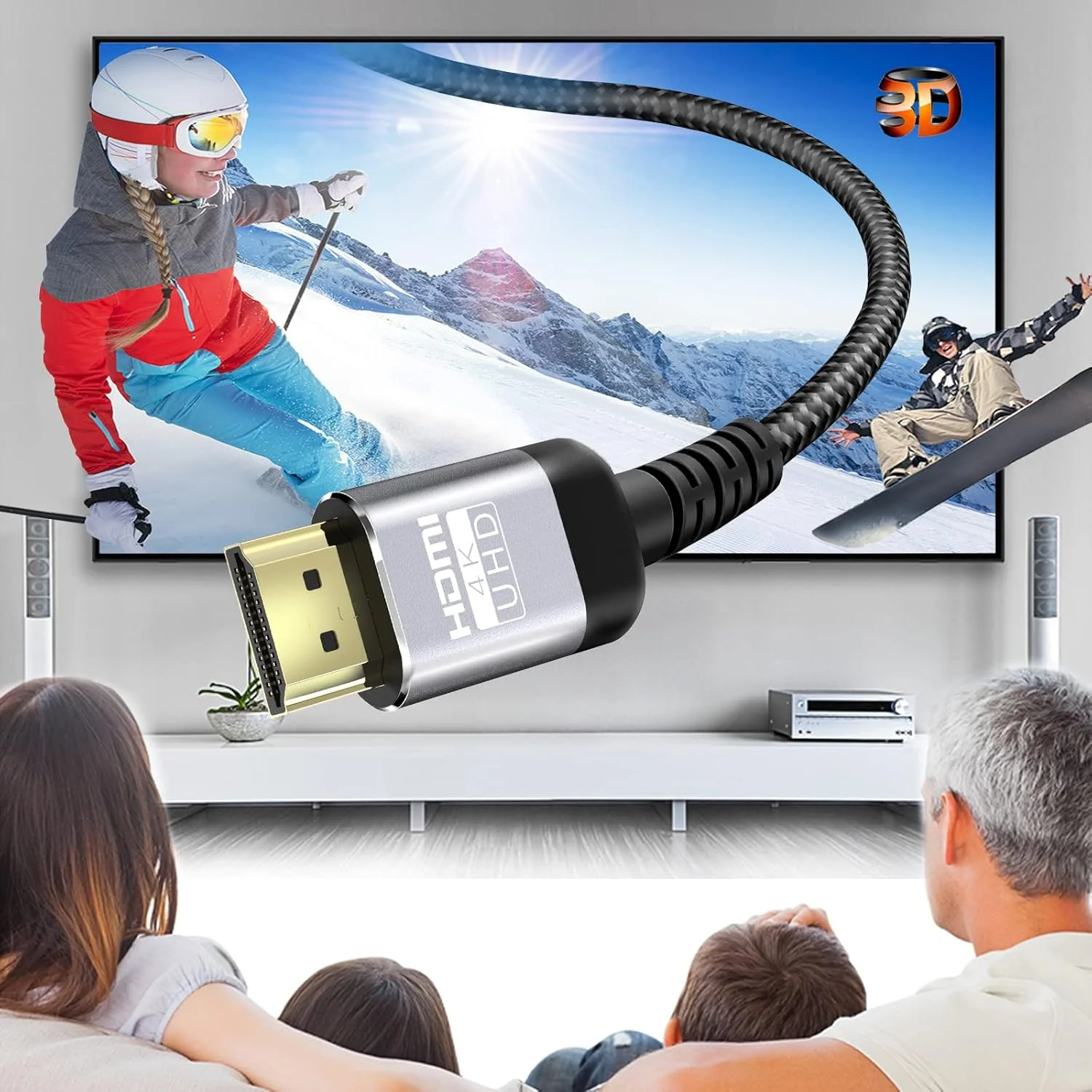 کابل HDMI 4K طول 15 متر | کابل HDMI 2.0 سرعت بالا 4K@60Hz 2K 1080P 3D ARC Ethernet | برای مانیتور تلویزیون UHD، لپ تاپ، ایکس باکس، PS4/PS5 و غیره