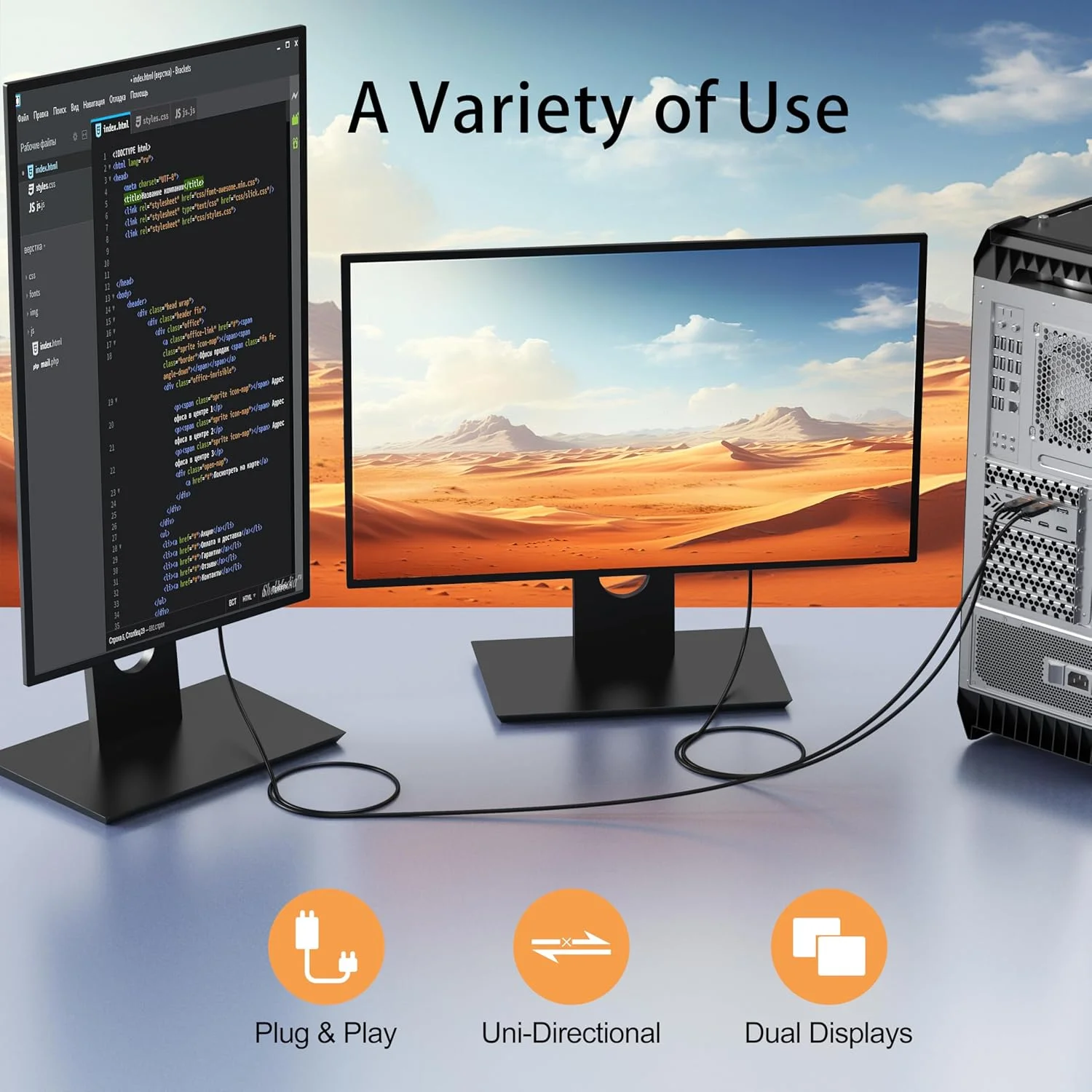 کابل DisplayPort به HDMI با کیفیت 4K، بسته 10 عددی، آداپتور کابل 1.8 متری DP به HDMI نر به نر با روکش طلا، پشتیبانی از ویدئو و صدای UHD برای کامپیوتر، مانیتور، تلویزیون های HD، پروژکتور - (غیر دو طرفه)