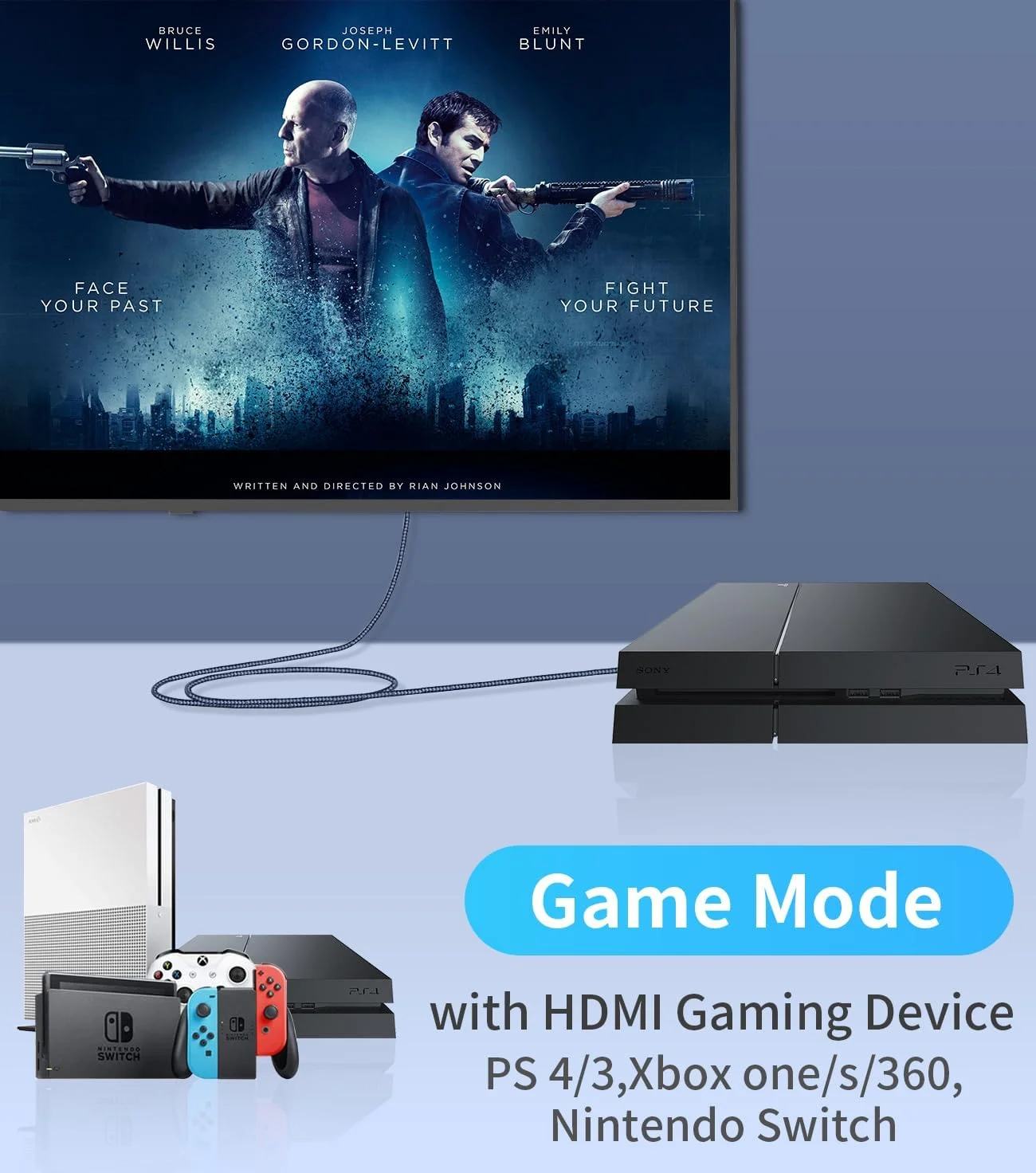 تبدیل HDMI به DisplayPort با رزولوشن 4K@60Hz, 2K@120Hz, 1080P@165Hz، کابل HDMI نر به DisplayPort نر، به همراه کابل برق USB سازگار با PS5، Xbox، Switch، لپ تاپ طول 1 متر