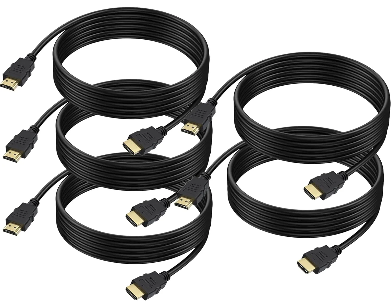 کابل HDMI 4K، طول 3 متر، بسته 5 عددی، کابل HDMI 2.0، طول 3 متر، کابل محافظت شده مانیتور کامپیوتر HDMI برای تلویزیون PS4 PS5 Xbox مانیتور کامپیوتر و موارد دیگر - کابل HDMI پرسرعت با پشتیبانی از HDCP 2.2, HDR, 3D, eARC, ARC