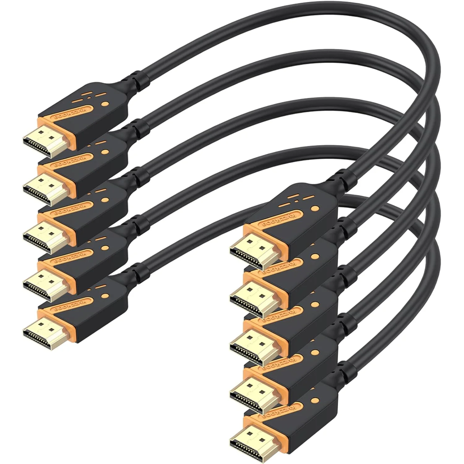 کابل کوتاه HDMI یک فوتی، بسته 5 عددی، کابل HDMI 2.0 پرسرعت 18 گیگابیت بر ثانیه نر به نر، 4K@60Hz، 2K@144Hz، ARC، HDCP2.2، 3D برای ساندبار، تلویزیون، PS5/4، لپ تاپ، مانیتور، دوربین و غیره (نارنجی)