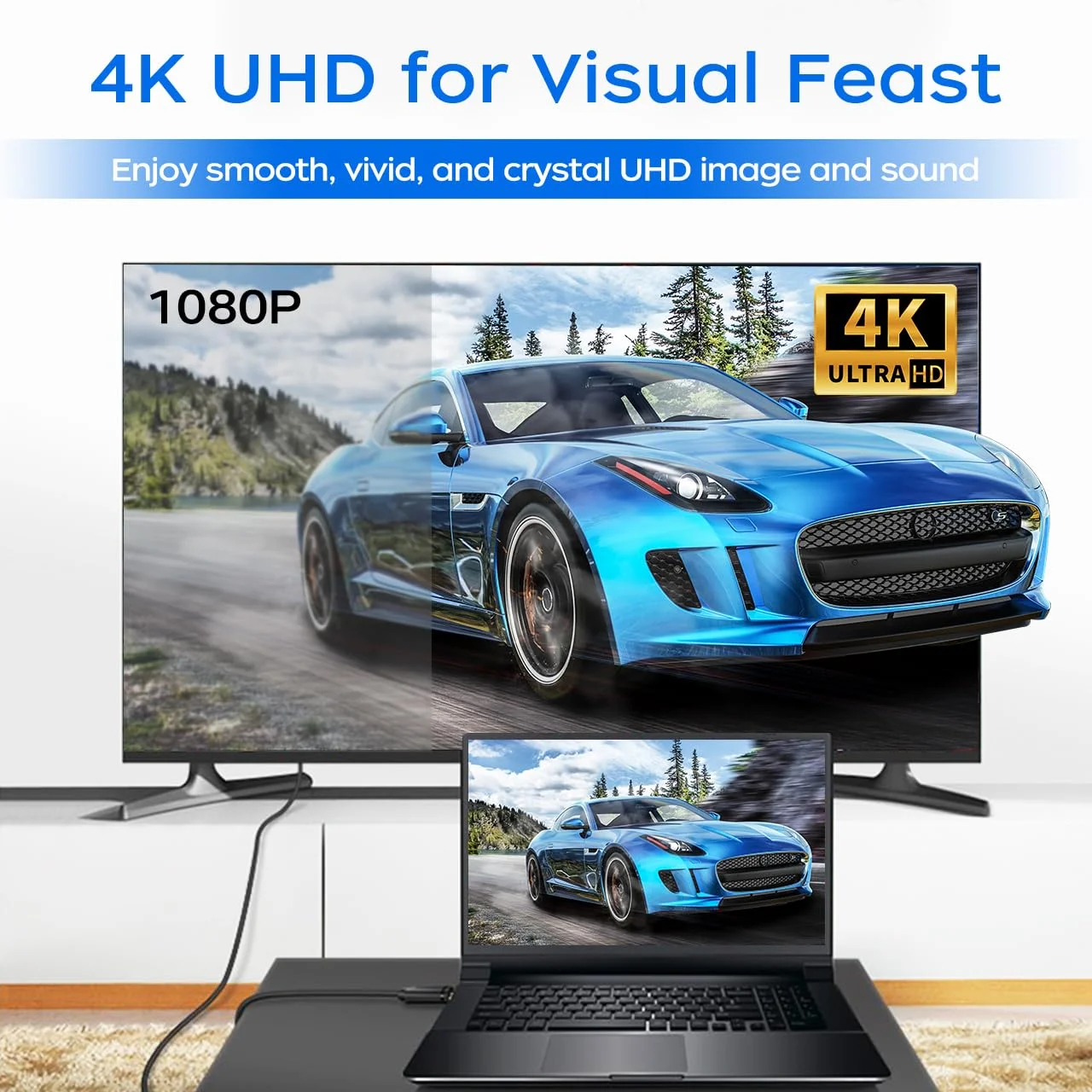 کابل Displayport به HDMI با کیفیت 4K، طول 1.8 متر، بسته 2 عددی، تبدیل Display Port (DP) به HDMI نر به نر برای اتصال کامپیوتر به تلویزیون HD، مانیتور و پروژکتور