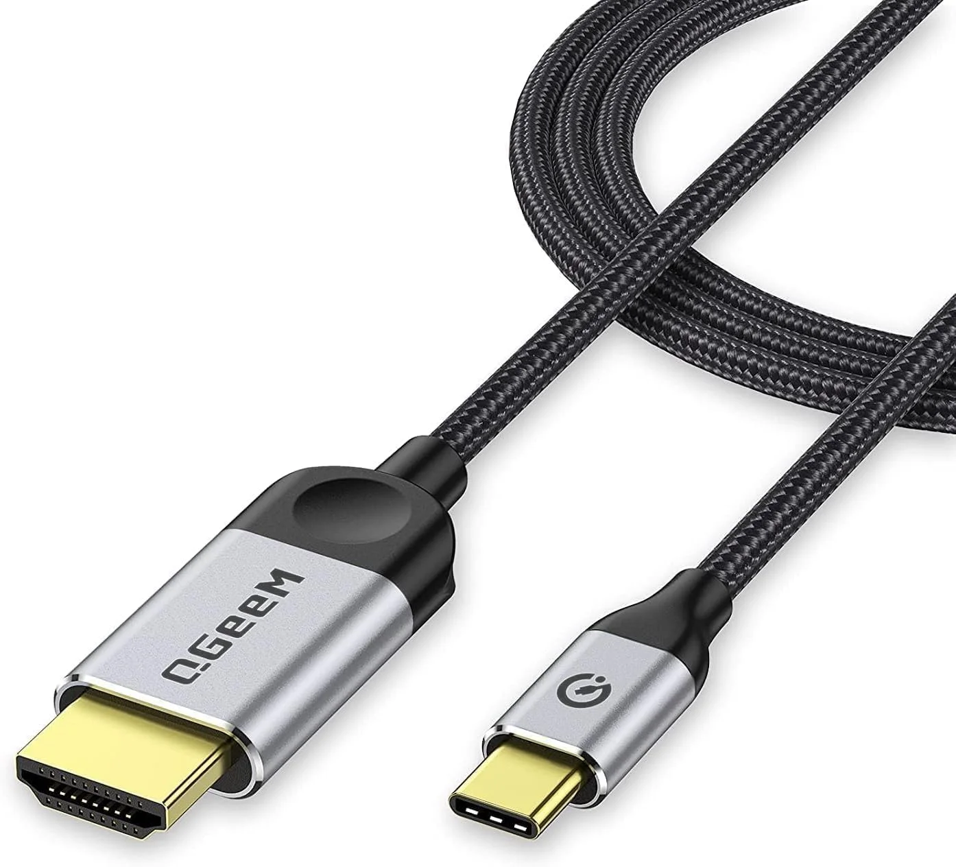 آداپتور کابل USB C به HDMI کیوجیم، 1.8 متری 4K، USB Type C به HDMI Thunderbolt 3/4 سازگار برای آیفون، گلکسی، مک بوک پرو/ایر، آیپد پرو، سرفیس، دل XPS، اچ پی، Thinkpad، پیکسل بوک و غیره - خاکستری مات