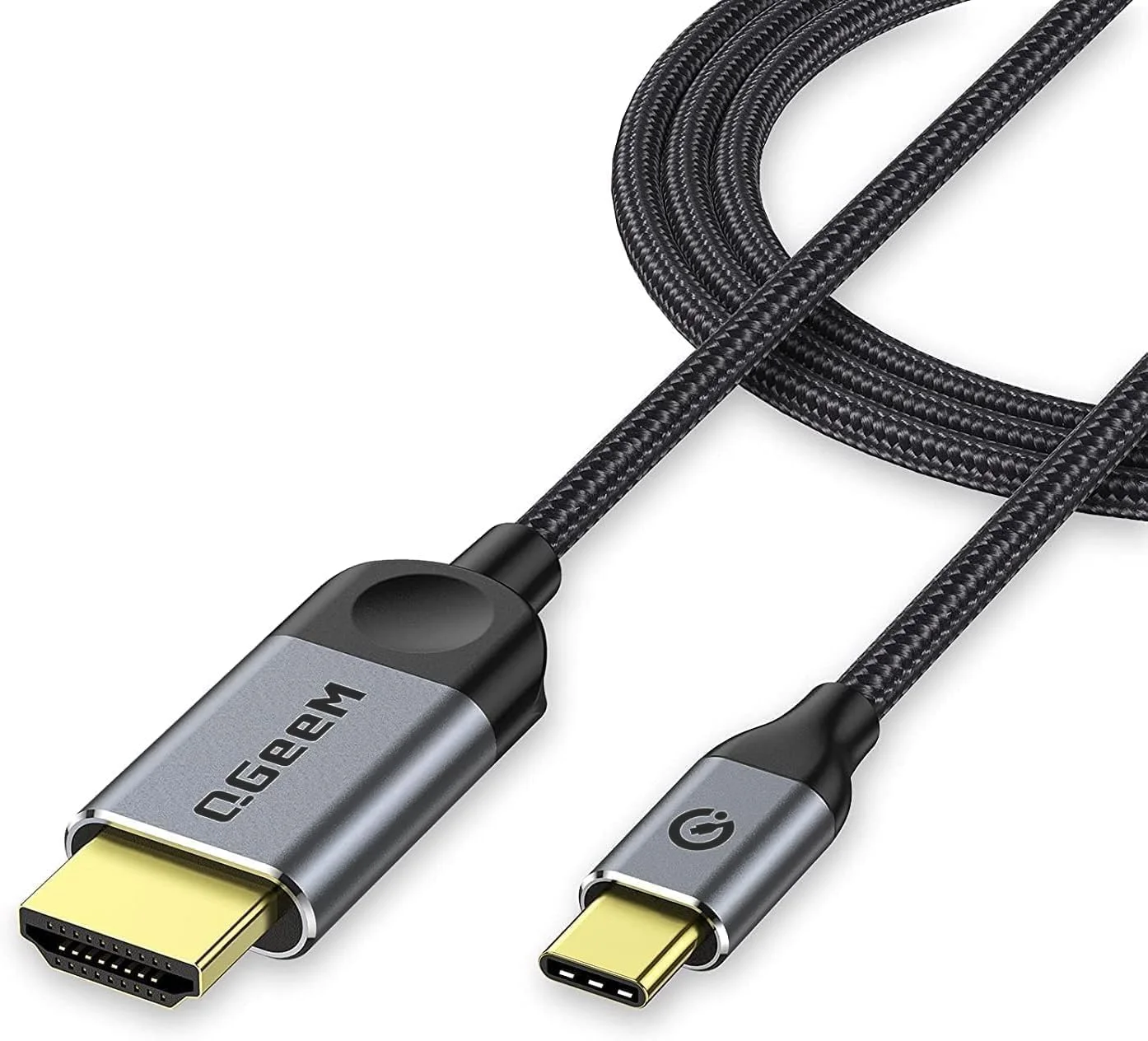 کابل تبدیل USB-C به HDMI کیوجیم، 1.8 متری، 4K، سازگار با Thunderbolt 3/4 برای آیفون، گلکسی، مک بوک پرو/ایر، آیپد پرو، سرفیس، دل XPS، اچ پی، Thinkpad، پیکسل بوک و غیره - خاکستری
