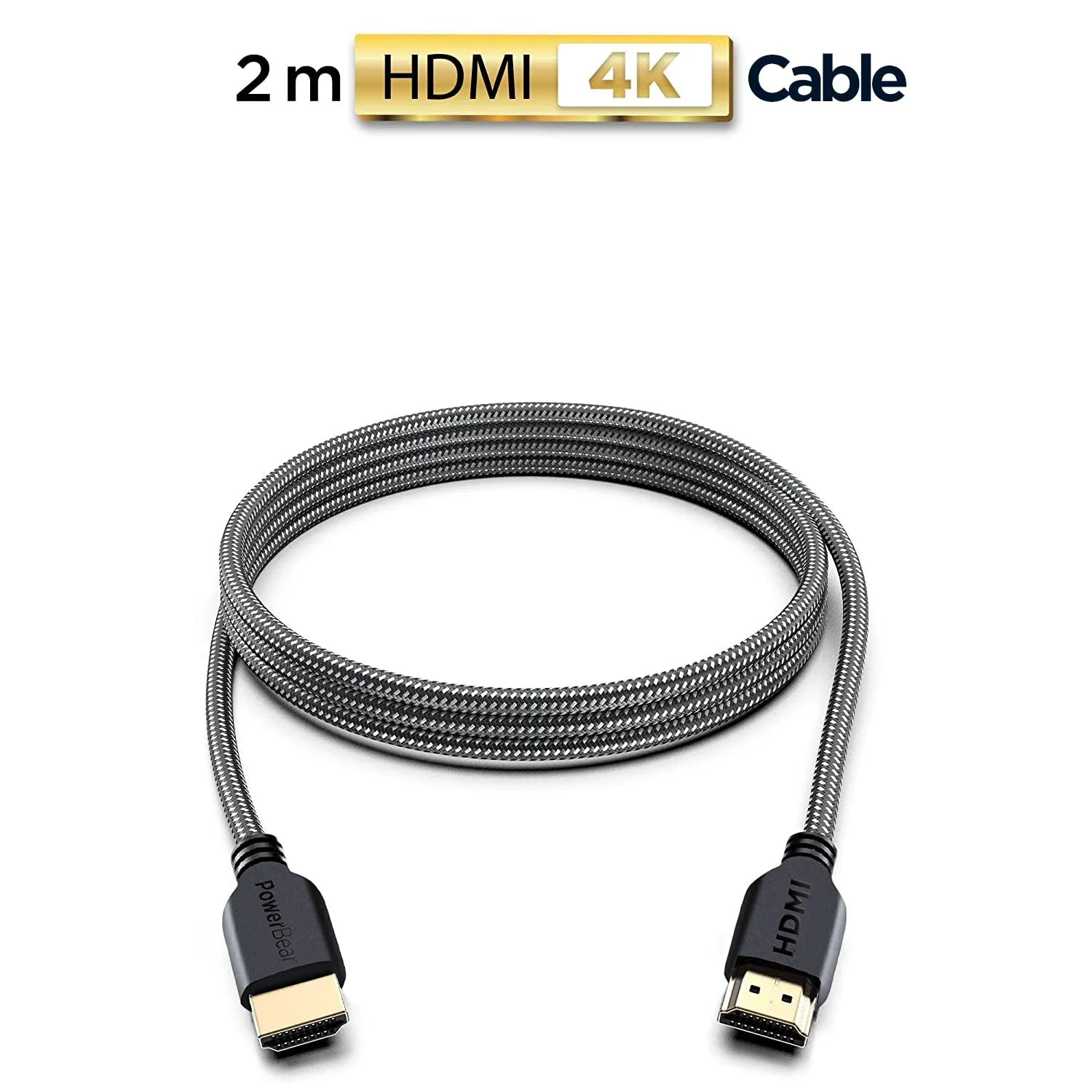 کابل HDMI 4K پاور بیر، 1.8 متری | سرعت بالا، روکش نایلونی بافته شده و اتصالات طلایی، 4K با نرخ 60 هرتز، Ultra HD، 2K، 1080P، ARC و CL3 | برای لپ تاپ، مانیتور، PS5، PS4، Xbox One، Fire TV، Apple TV و غیره