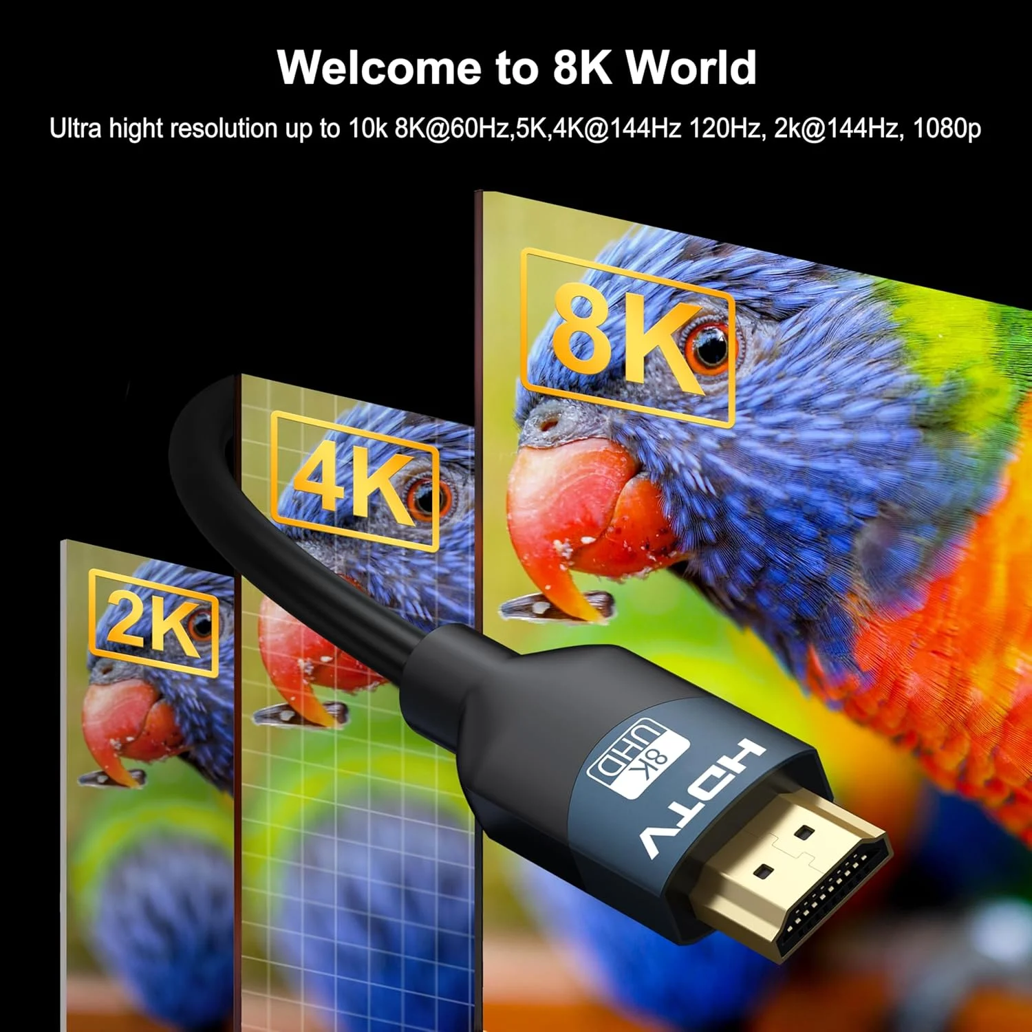 کابل های 8K HDMI 2.1 طول 6 فوت، بسته 5 عددی، کابل مانیتور گیمینگ HDMI پرسرعت برای PS5 TV-8K ARC&eARC، 165/180/240 هرتز، HDCP2.3، 3D/HDR10 برای ساندبار، PS5، PS4، تلویزیون، ایکس باکس، روکو، سینما، کامپیوتر، مانیتور کابل های 8K HDMI 2.1 طول 6 فوت، بسته 5 عددی، کابل مانیتور گیمینگ HDMI پرسرعت برای PS5 TV-8K ARC&eARC، 165/180/240 هرتز، HDCP2.3، 3D/HDR10 برای ساندبار، PS5، PS4، تلویزیون، ایکس باکس، روکو، سینما، کامپیوتر، مانیتور