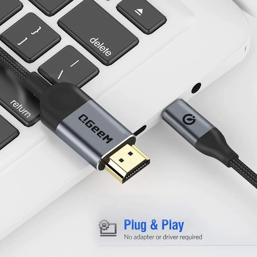 کابل تبدیل USB-C به HDMI کیوجیم، 1.8 متری، 4K، سازگار با Thunderbolt 3/4 برای آیفون، گلکسی، مک بوک پرو/ایر، آیپد پرو، سرفیس، دل XPS، اچ پی، Thinkpad، پیکسل بوک و غیره - خاکستری