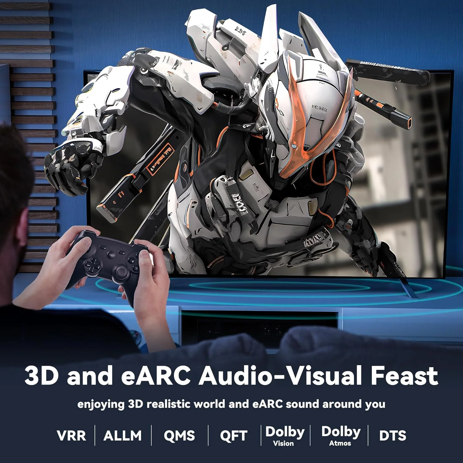 کابل فیبر نوری HDMI 2.1 8K طول 9 متر، کابل HDMI فعال بلند، کابل HDMI فیبر نوری پرسرعت، 48 گیگابیت بر ثانیه، 8K@60Hz 4K@120Hz، HDR پویا، eARC، HDCP 2.2 و 2.3، 3D، برای تلویزیون های HD، مانیتور، لپ تاپ، سینمای خانگی