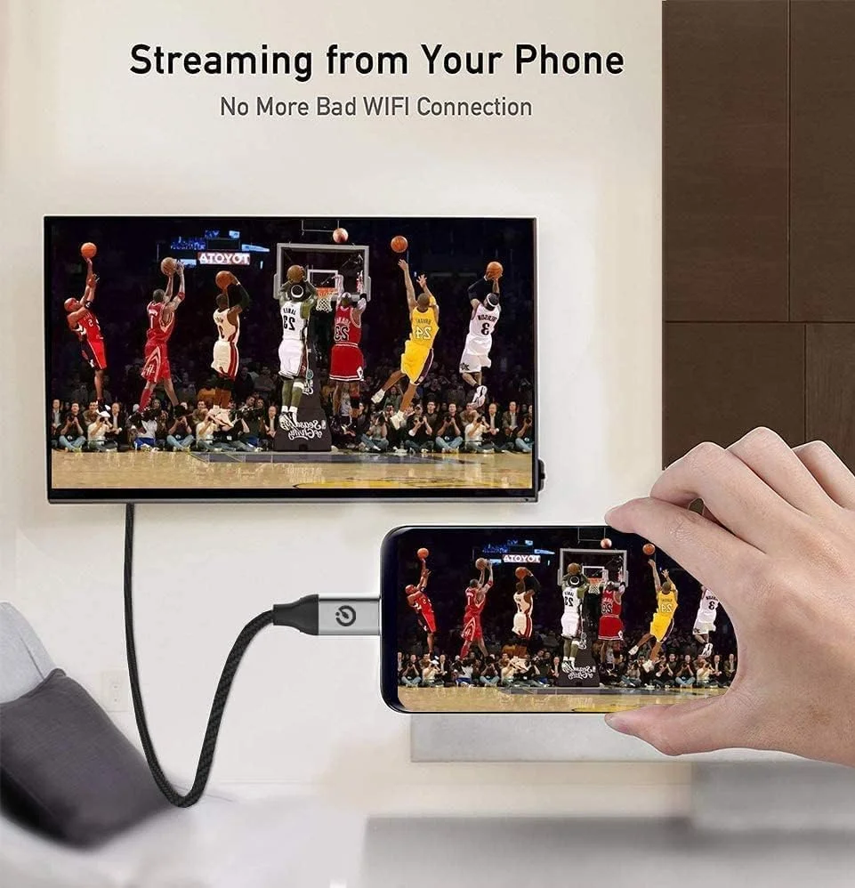 آداپتور کابل USB C به HDMI کیوجیم، 1.8 متری 4K، USB Type C به HDMI Thunderbolt 3/4 سازگار برای آیفون، گلکسی، مک بوک پرو/ایر، آیپد پرو، سرفیس، دل XPS، اچ پی، Thinkpad، پیکسل بوک و غیره - خاکستری مات