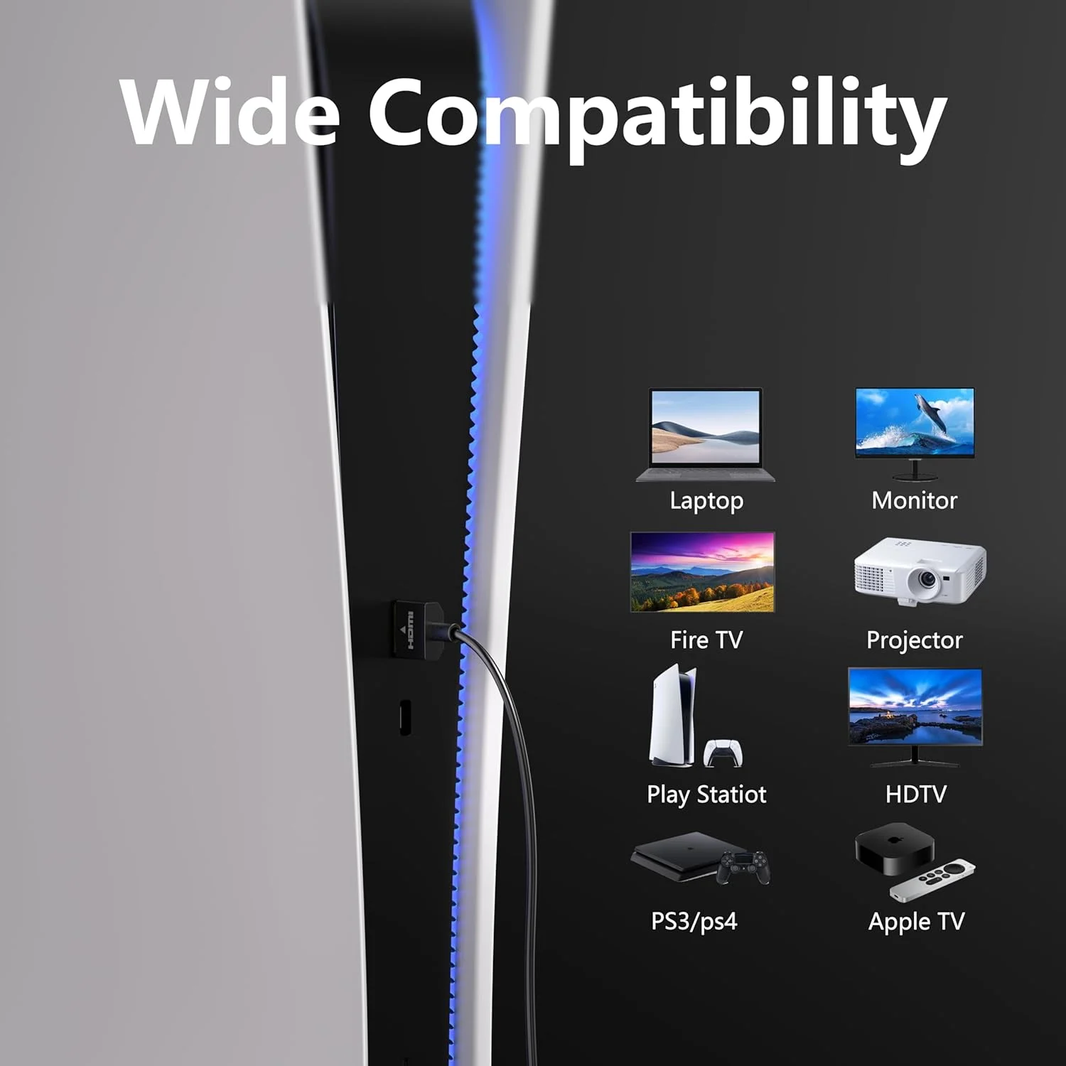 کابل کوتاه HDMI تایید شده، کابل فوق العاده نازک 8K HDMI 2.1 طول 3 فوت، بسته 2 عددی، سرعت فوق العاده بالا 48 گیگابیت بر ثانیه، پشتیبانی از 8K@60Hz 4K@120Hz، HDR پویا، eARC، سازگار با PS5/Xbox/Blu-ray/مانیتور