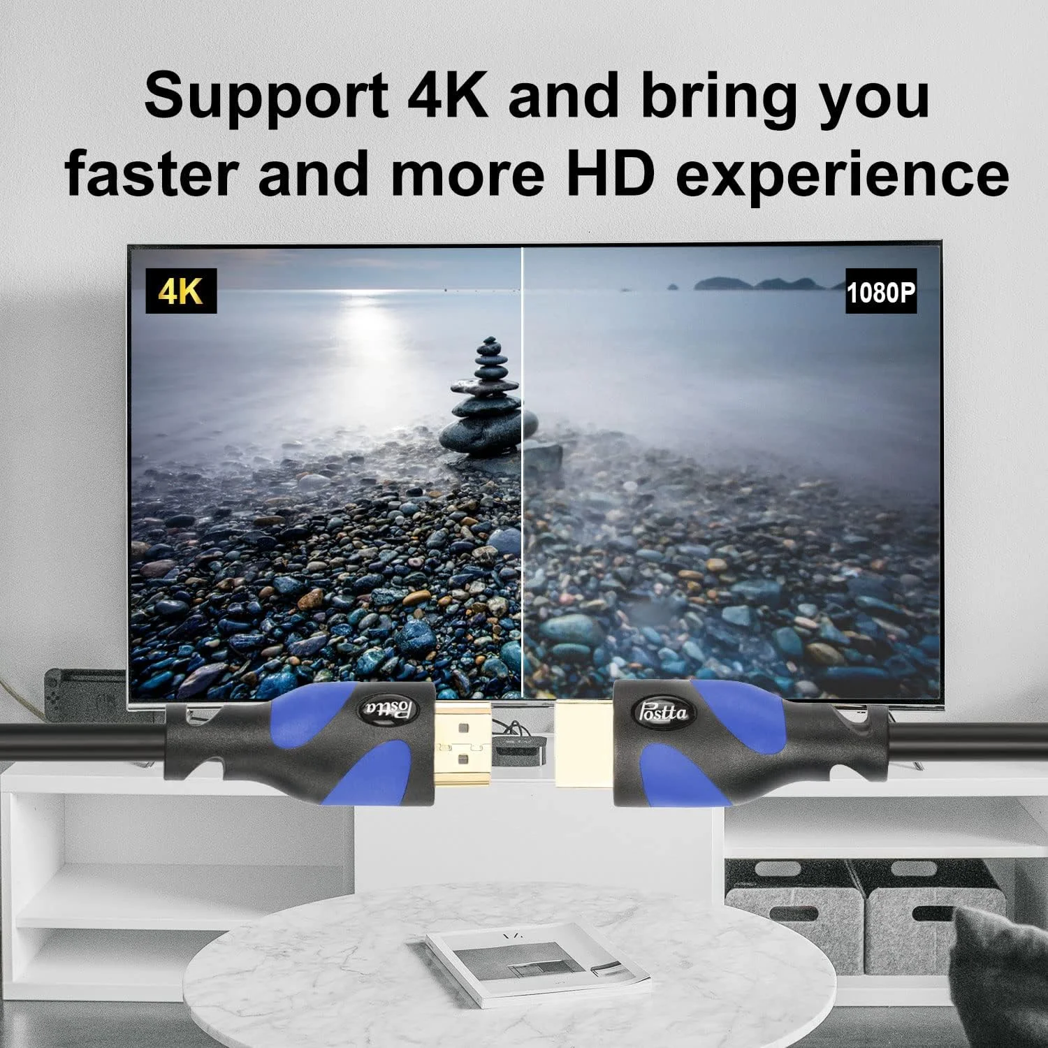 کابل HDMI پستا (آبی 15 متری) HDMI 2.0V پشتیبانی از 4K 2160P، 1080P، 3D، بازگشت صدا و اترنت - 1 عدد