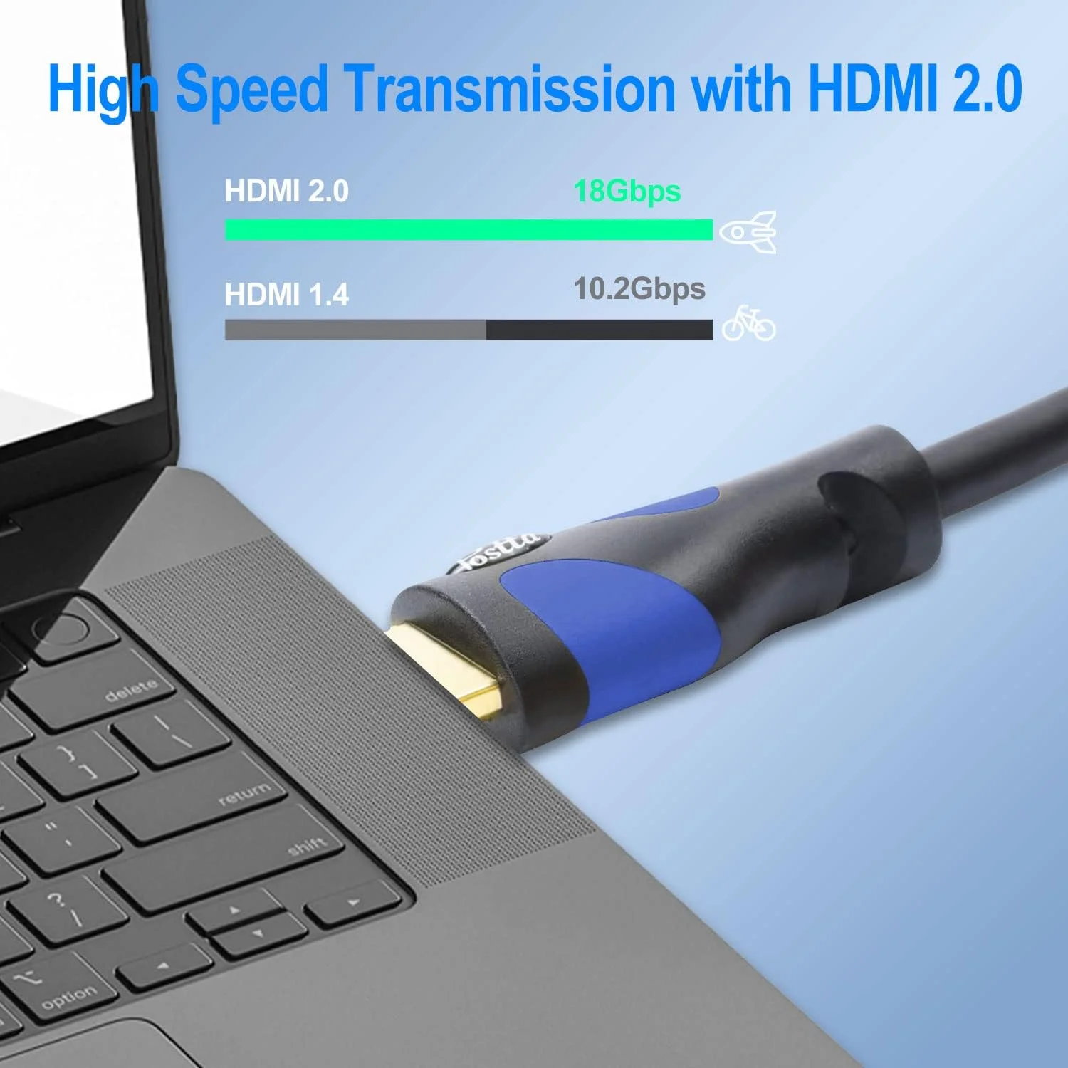 کابل HDMI پستا (آبی 15 متری) HDMI 2.0V پشتیبانی از 4K 2160P، 1080P، 3D، بازگشت صدا و اترنت - 1 عدد