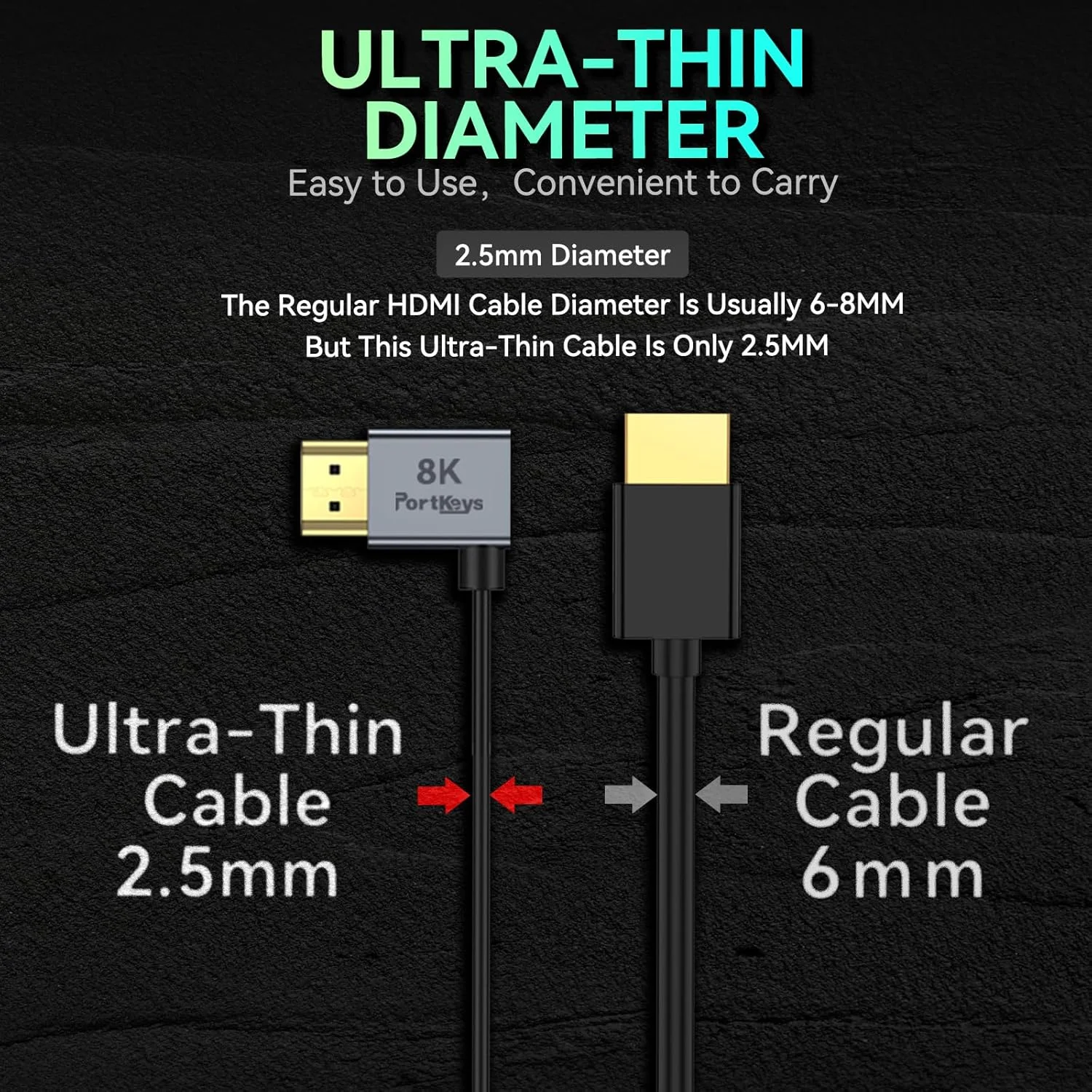 کابل HDMI فوق العاده نازک 8K پورتکیز، قطر 2.5 میلی متر، یک کابل نرم و باریک با سرعت فوق العاده بالای 48 گیگابیت بر ثانیه HDMI 2.1 با رزولوشن 8K@60Hz، 4K@120Hz برای مانیتور، PS5، Xbox، PC، HDTV (A به A، 30 سانتی متر) کابل HDMI فوق العاده نازک 8K پورتکیز، قطر 2.5 میلی متر، یک کابل نرم و باریک با سرعت فوق العاده بالای 48 گیگابیت بر ثانیه HDMI 2.1 با رزولوشن 8K@60Hz، 4K@120Hz برای مانیتور، PS5، Xbox، PC، HDTV (A به A، 30 سانتی متر)