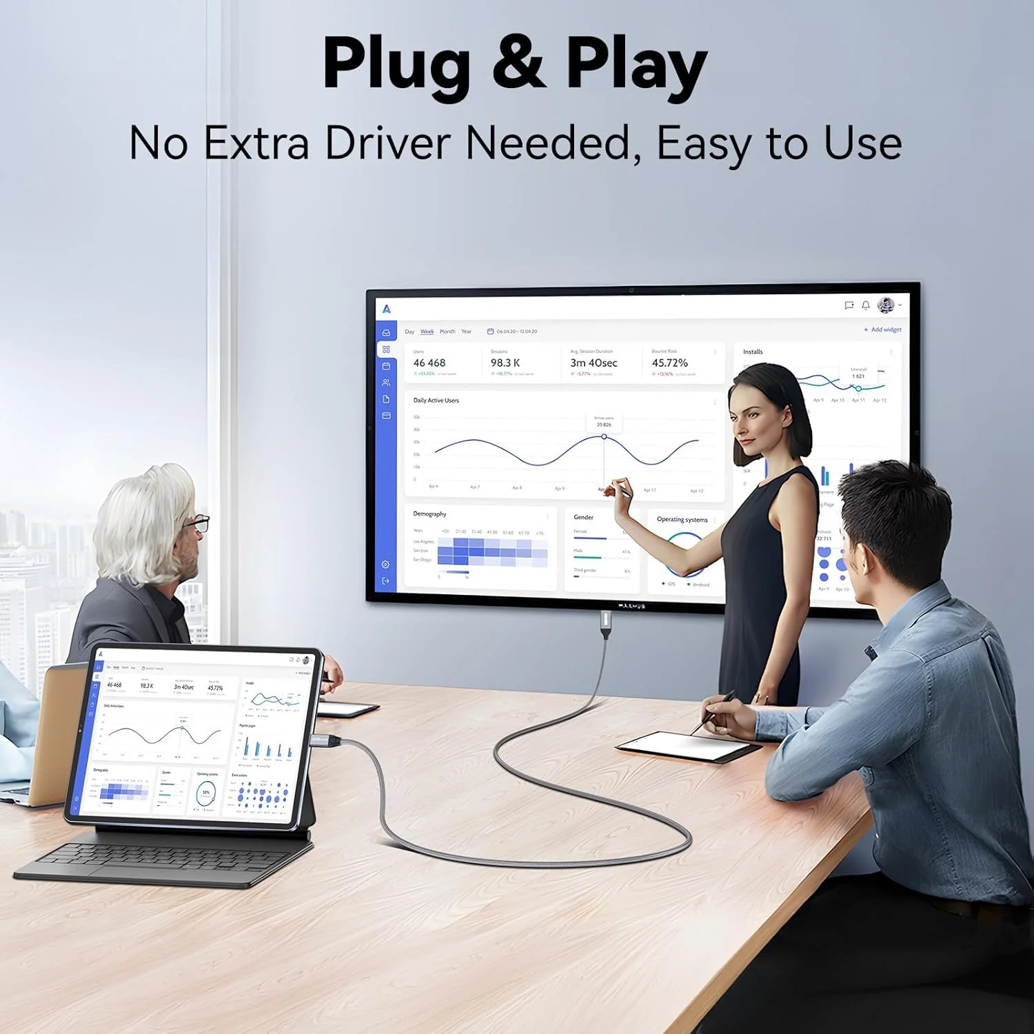 کابل USB-C به HDMI با طول 3 متر، 4K 60Hz، کابل بافته شده USB Type-C به HDMI 2.0، سازگار با Thunderbolt 3/4، MacBook، iMac، iPad Pro، Galaxy، Surface، Dell، HP کابل USB-C به HDMI با طول 3 متر، 4K 60Hz، کابل بافته شده USB Type-C به HDMI 2.0، سازگار با Thunderbolt 3/4، MacBook، iMac، iPad Pro، Galaxy، Surface، Dell، HP