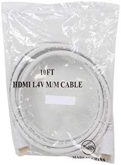 کابل ۱۰ فوتی HDMI پرسرعت Nippon Labs NMHD-10MM-WT با روکش سفید و رتبه CL2، مدل M/M با سیم ۲۸ AWG و روکش طلا