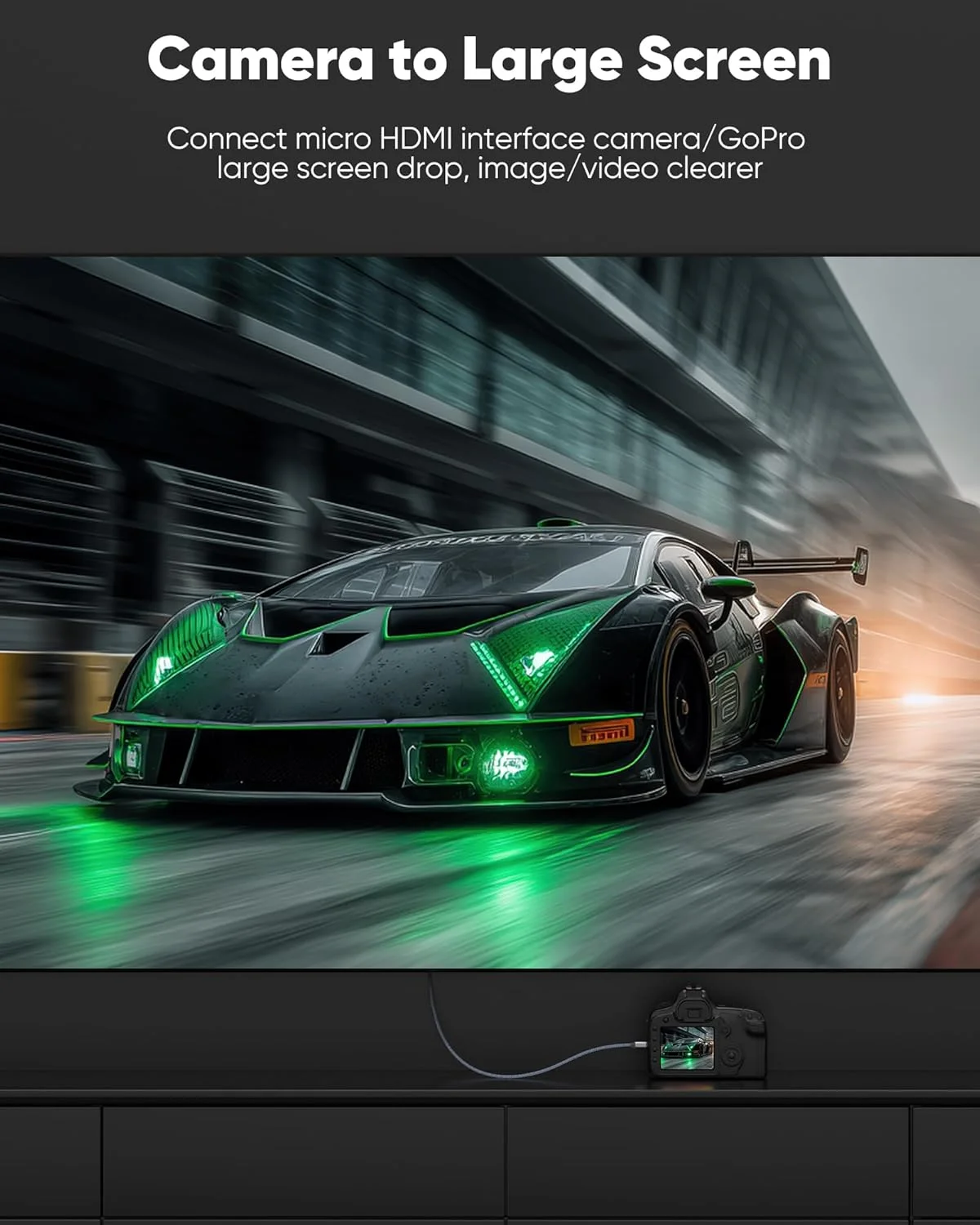 کابل تبدیل میکرو HDMI به HDMI نر 4K با روکش بافته شده نایلونی، پشتیبانی از رزولوشن 4K@60Hz HDR مناسب برای GoPro Hero, Zfc, RPi, A6000, A6300, دوربین، کارت کپچر ویدیو، خاکستری 1.8 متری