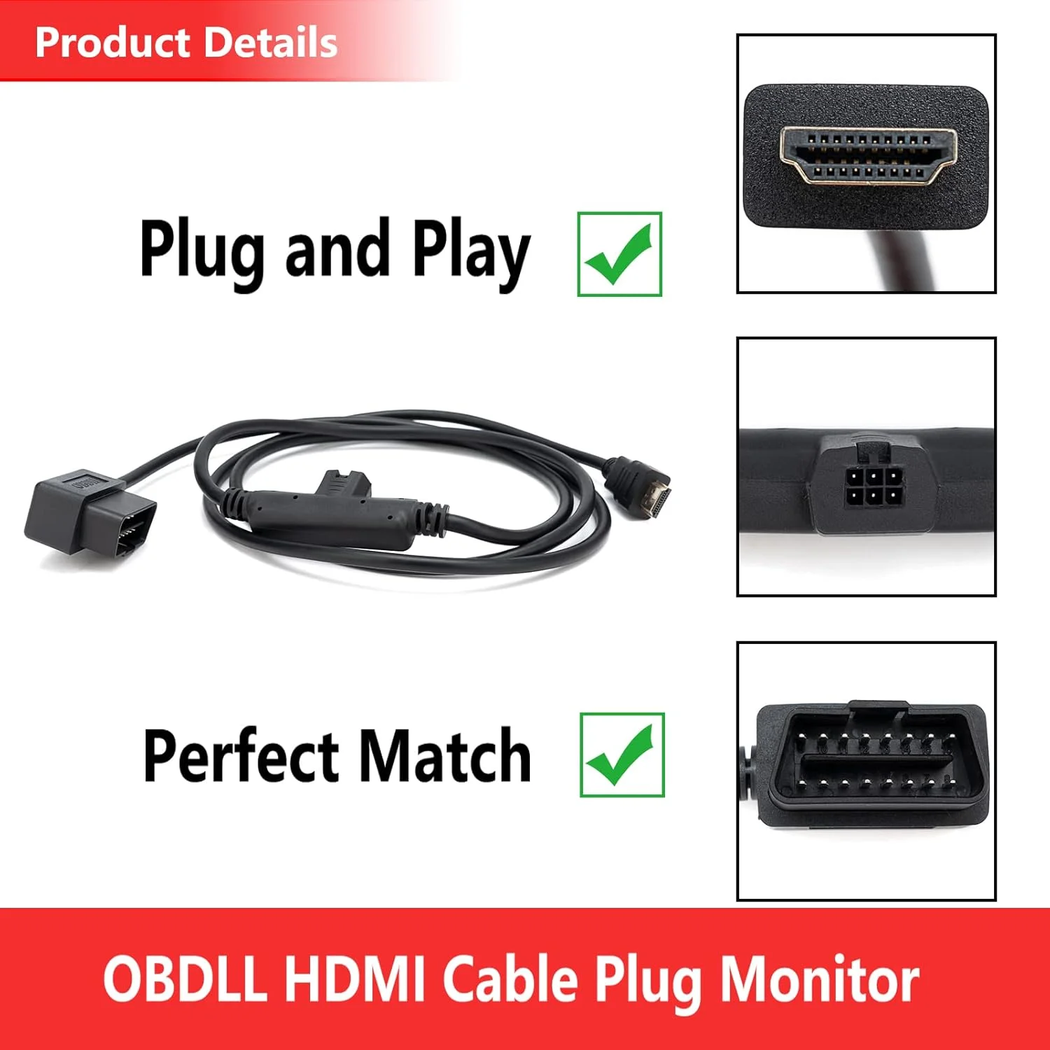 کابل اتصال OBDII به HDMI برای مانیتورهای Edge CS2 CTS2 CTS3 مدل جایگزین #H00008000