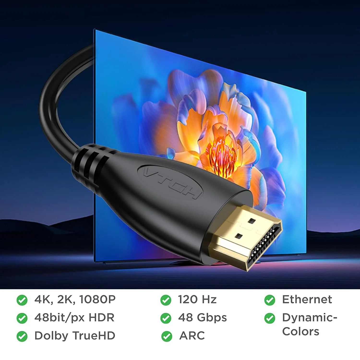 کابل HDMI 4K به طول 6 فوت، بسته 10 عددی، کابل HDMI 2.0 پرسرعت برای HDCP 2.2، HDR، ARC، ساندبار، تلویزیون، PS4، PS5، Xbox، Roku، پخش کننده Bluray، کامپیوتر، مانیتور و موارد دیگر