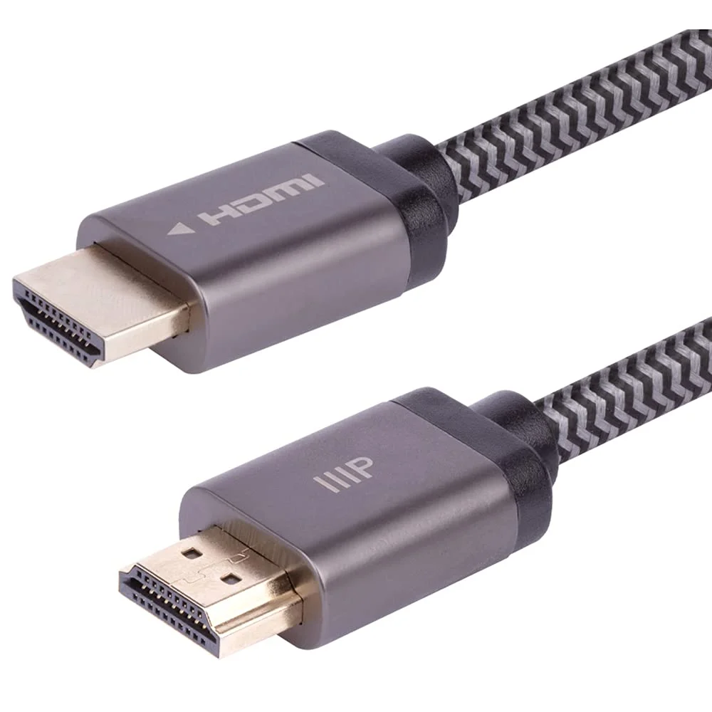 کابل HDMI مونوپرایس با سرعت فوق العاده بالا و روکش بافته شده - HDMI 2.1, 8K@60Hz, 4K@120Hz, 48Gbps, HDR, VRR, CL2 مناسب نصب داخل دیوار، 1.8 متر، مشکی