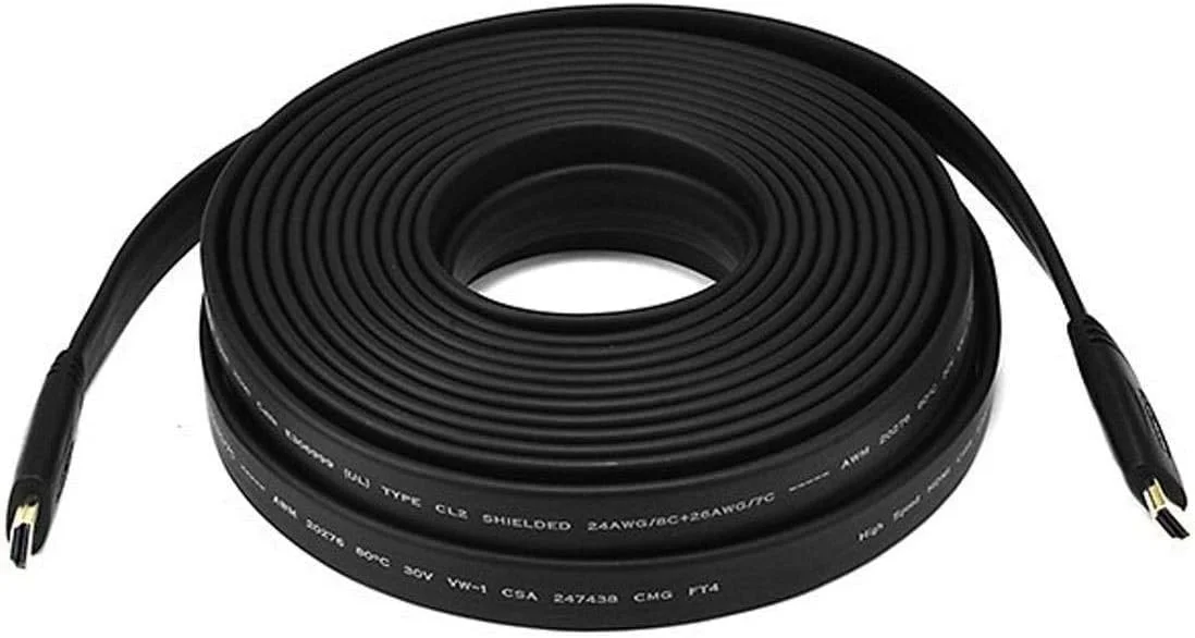 کابل HDMI تخت سرعت بالا سری تجاری Monoprice، 4K @ 24Hz، 10.2Gbps، 24AWG، CL2، طول 3 فوت، مشکی