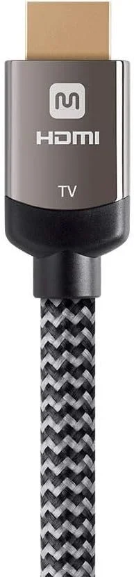 کابل HDMI با سرعت بالا Monoprice 4K با روکش بافته شده - CL3 مناسب برای نصب داخل دیوار، YCbCr 4:4:4، 18 گیگابیت بر ثانیه، اکتیو، 12 متر، خاکستری
