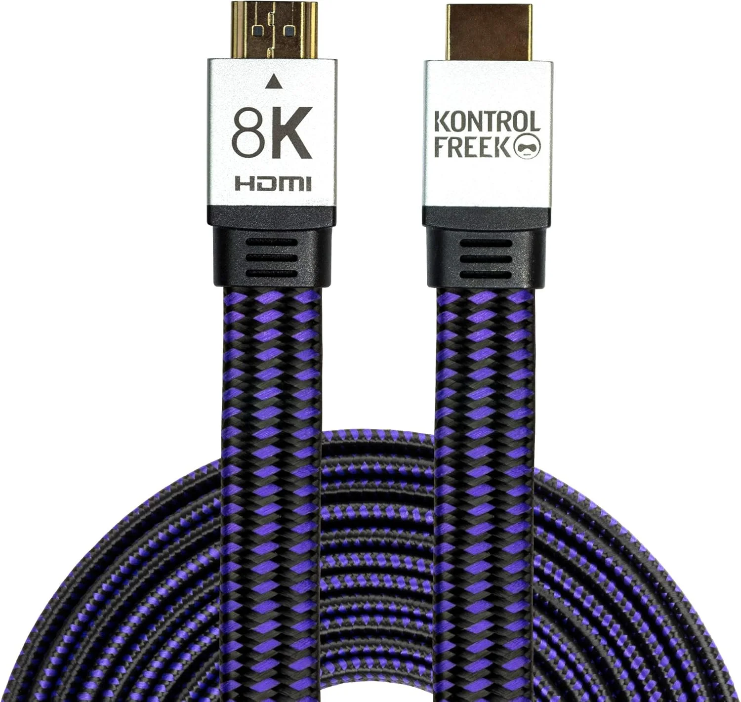 کابل گیمینگ الترا 8K HDMI کنترل فریک 3.6 متری (12 فوت) با پشتیبانی از اترنت، 3D، کانال بازگشت صدا (ARC)، ویدئو با دامنه دینامیکی بالا و 8K Ultra HD با نرخ 60 فریم بر ثانیه - مشکی و بنفش