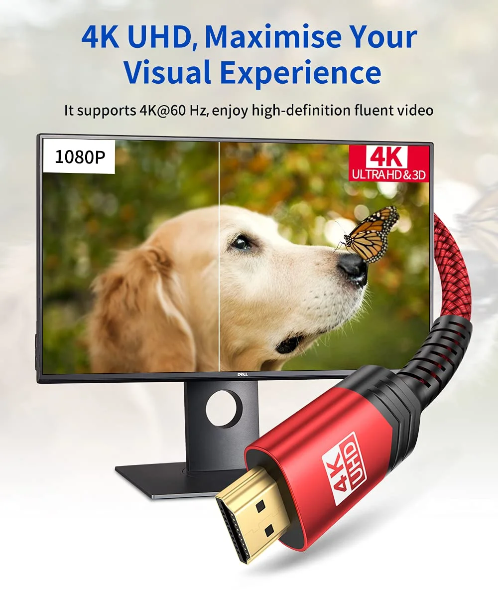 کابل HDMI بلند 4K، بسته 2 عددی، 7.6 متری، کابل بافته شده HDMI 2.0 پرسرعت 18 گیگابیت بر ثانیه، 4K 60 هرتز HDR، 2K 1440P 144 هرتز، 1080p، HDCP 2.2، 3D، ARC، اترنت سازگار با مانیتور تلویزیون هوشمند PC PS5 PS4 Blu-ray - قرمز کابل HDMI بلند 4K، بسته 2 عددی، 7.6 متری، کابل بافته شده HDMI 2.0 پرسرعت 18 گیگابیت بر ثانیه، 4K 60 هرتز HDR، 2K 1440P 144 هرتز، 1080p، HDCP 2.2، 3D، ARC، اترنت سازگار با مانیتور تلویزیون هوشمند PC PS5 PS4 Blu-ray - قرمز