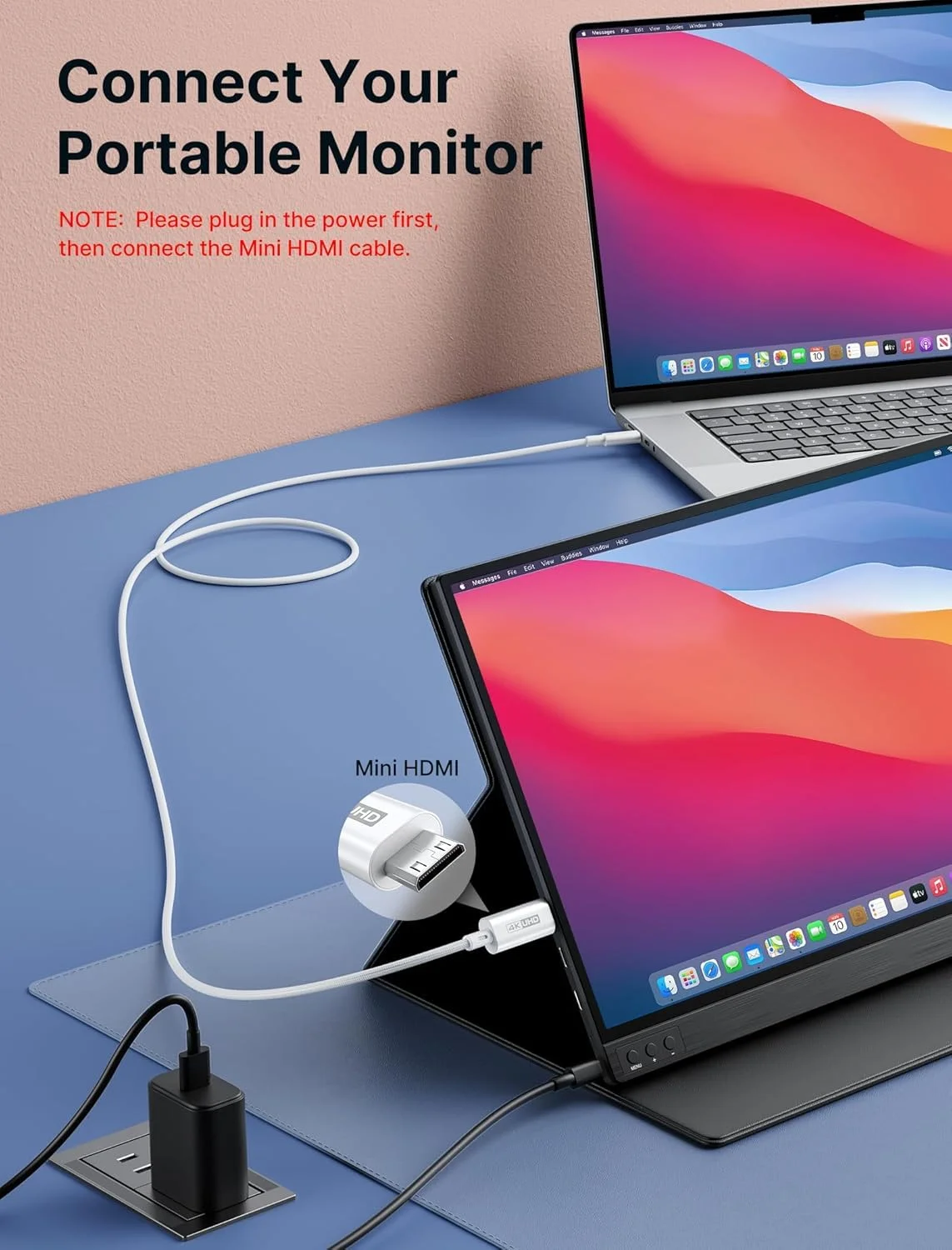 کابل USB نوع C به مینی HDMI جی ساکس 90 سانتی متری (نه HDMI)، کابل پرسرعت تایپ C به مینی HDMI (4K@30Hz/2K@60Hz/1080P) یک طرفه سازگار با مانیتور قابل حمل، استیم دک، لپ تاپ، تلفن، مک بوک، آیپد