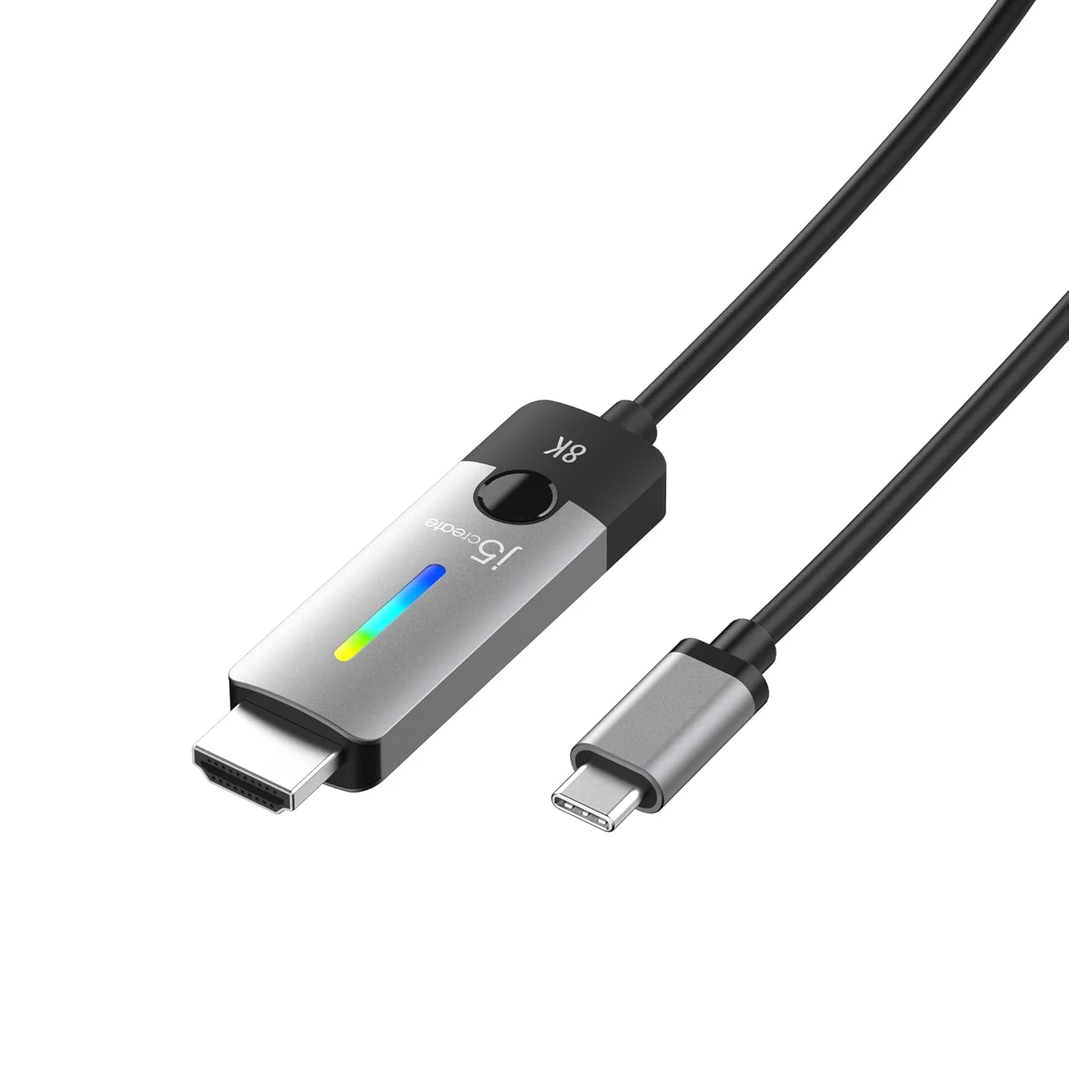 کابل USB Type C به HDMI جی 5 کریت - 1.8 متر (8K@60Hz, 4K@120Hz) با نور RGB LED برای MacBook Pro، MacBook Air، iPad Pro، Samsung Galaxy، Surface Pro، Dell، HP (JCC157)