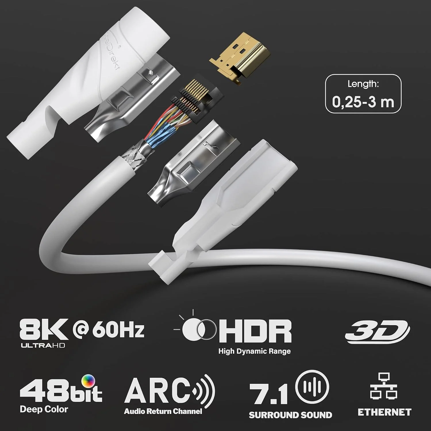 کابل HDMI کابل دیرکت – 8K / 4K – طول 2 متر و سایر کابل های HDMI (0.15 تا 23 متر) – طراحی آلمانی – پشتیبانی از 10K/8K@60Hz/4K@120Hz – کابل HDMI برای تلویزیون های HD، کامپیوتر، PS5، Xbox، سوییچ، سفید کابل HDMI کابل دیرکت – 8K / 4K – طول 2 متر و سایر کابل های HDMI (0.15 تا 23 متر) – طراحی آلمانی – پشتیبانی از 10K/8K@60Hz/4K@120Hz – کابل HDMI برای تلویزیون های HD، کامپیوتر، PS5، Xbox، سوییچ، سفید