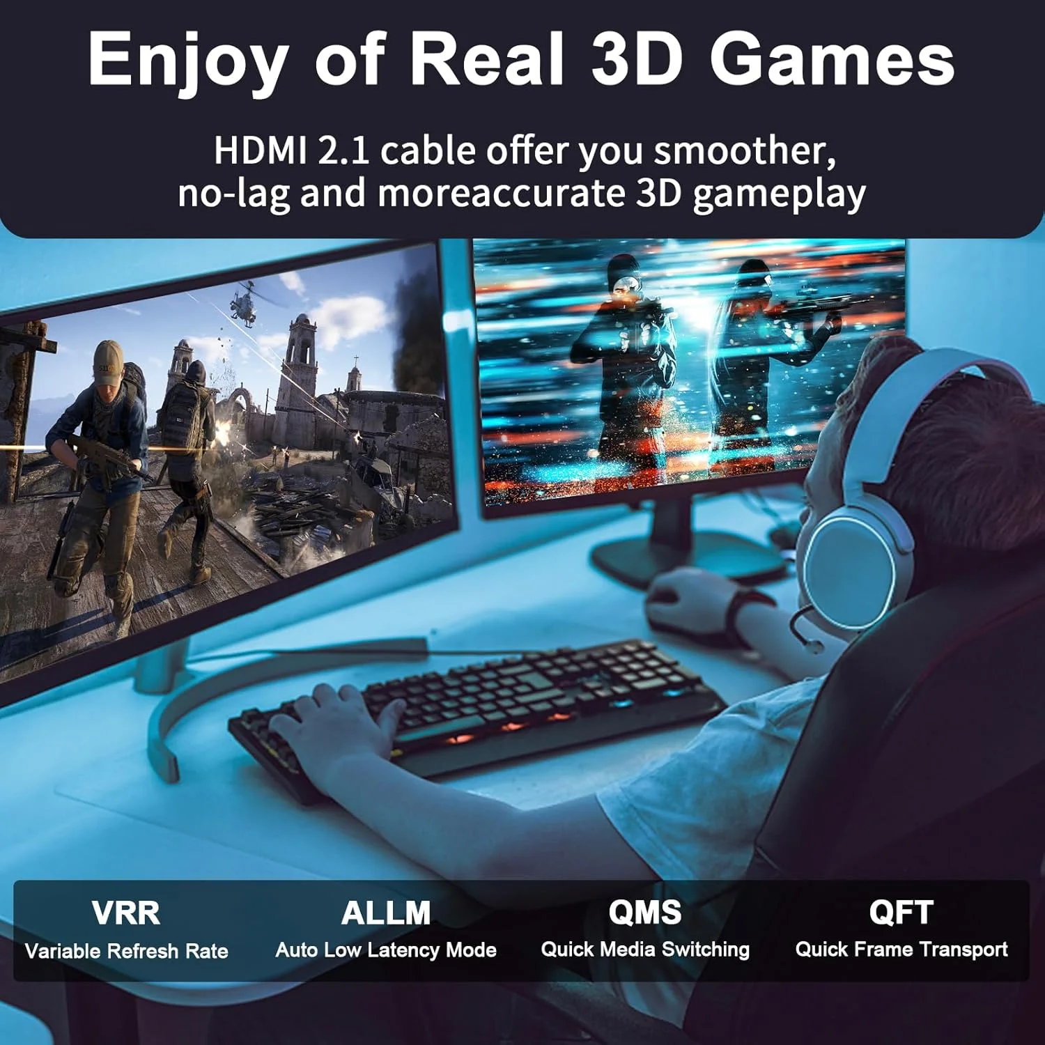 کابل HDMI سه فوتی، بسته 3 عددی، 8K@60Hz 4K@120Hz 48Gbps، HDCP 2.2 & 2.3، DTS:X، HDR 10 سازگار با Roku TV/eARC/3D/PS5/HDTV/لپ تاپ/Blu-ray کابل HDMI پرسرعت (طلایی)