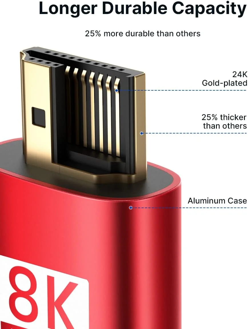 کابل HDMI 8K جی ساکس 2.1، بسته 2 عددی 1.8 متری، کابل HDMI با سرعت فوق العاده بالا 48 گیگابیت بر ثانیه، سیم بافته شده (4K@144Hz، 4K@120Hz، 8K@60Hz) HDCP 2.2&2.3 HDR 10 eARC ARC، سازگار با سوییچ 2/PS5/لپ تاپ/مانیتور/HDTV - قرمز کابل HDMI 8K جی ساکس 2.1، بسته 2 عددی 1.8 متری، کابل HDMI با سرعت فوق العاده بالا 48 گیگابیت بر ثانیه، سیم بافته شده (4K@144Hz، 4K@120Hz، 8K@60Hz) HDCP 2.2&2.3 HDR 10 eARC ARC، سازگار با سوییچ 2/PS5/لپ تاپ/مانیتور/HDTV - قرمز