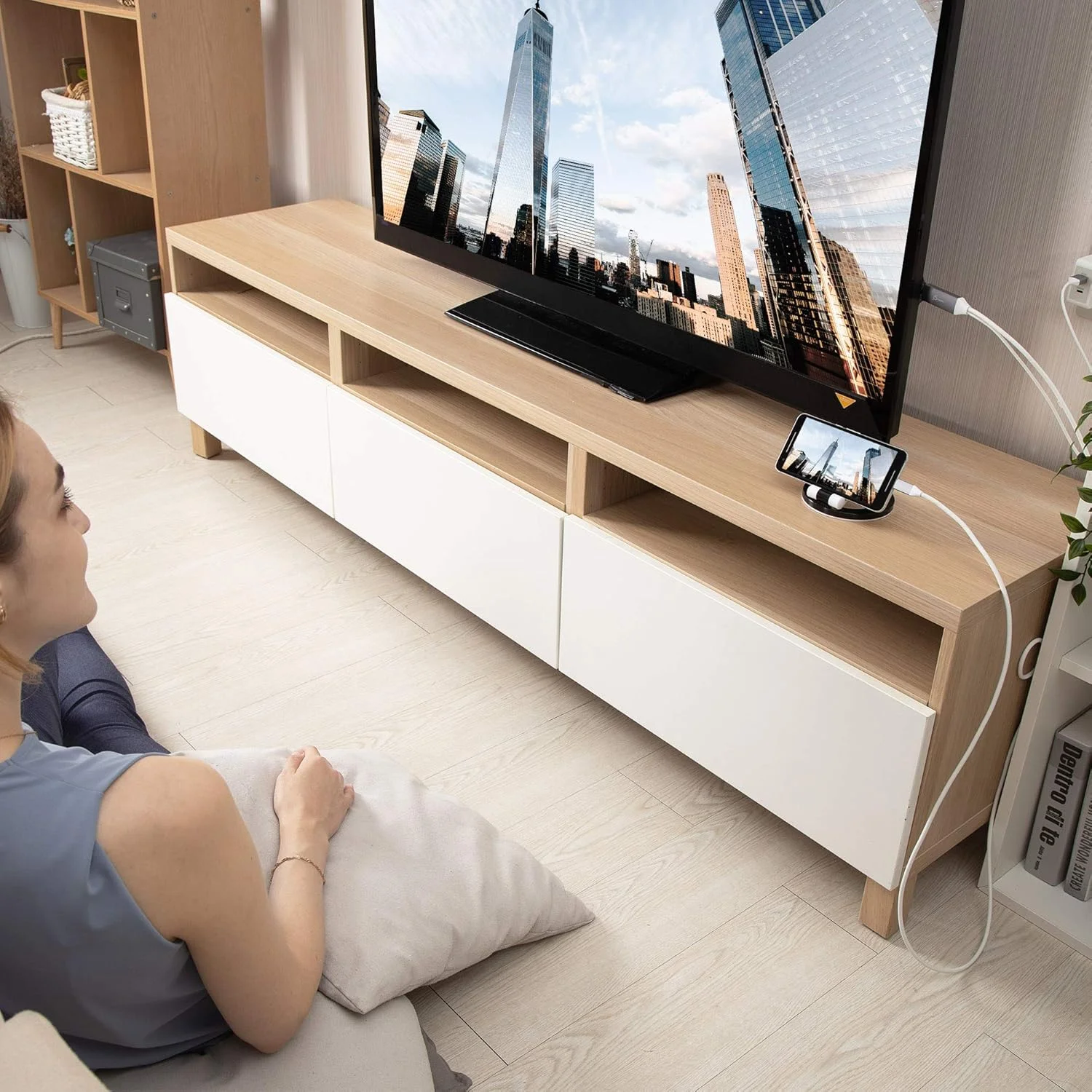 کابل USB Type C به HDMI 4K@60Hz با شارژ عبوری USB Type-A 7.5W، برای آیپد پرو، آیپد ایر 4، اندروید، تبلت، گلکسی و موارد دیگر (JCC154G)