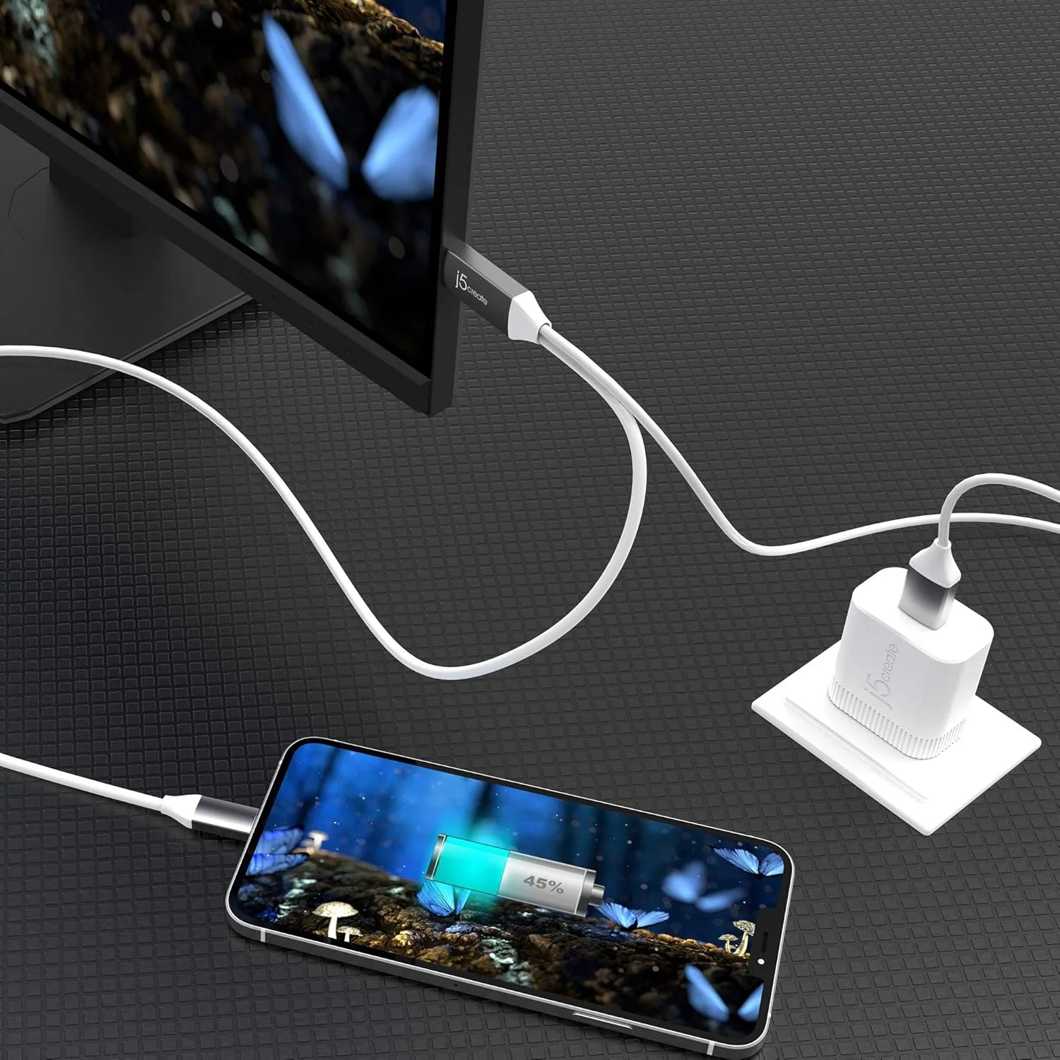 کابل USB Type C به HDMI 4K@60Hz با شارژ عبوری USB Type-A 7.5W، برای آیپد پرو، آیپد ایر 4، اندروید، تبلت، گلکسی و موارد دیگر (JCC154G)