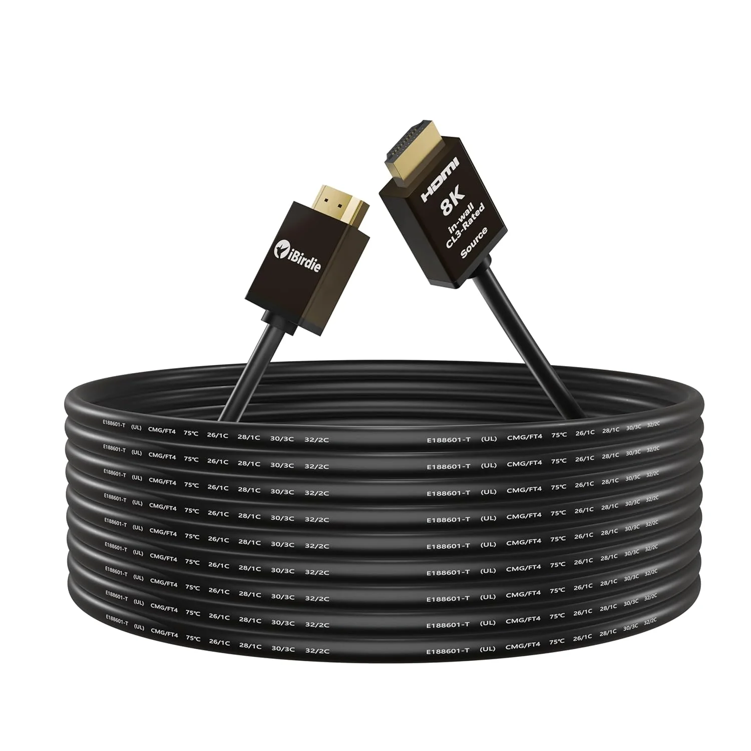 کابل فیبر نوری HDMI آی‌بردی 8K، طول 15 متر، دارای رتبه بندی CL3 مناسب برای نصب داخل دیوار، کابل فعال یک طرفه، سازگار با 8K 60 هرتز، 4K 120 هرتز، HDCP 2.3 2.1، پهنای باند 48 گیگابیت بر ثانیه، سازگار با Apple-TV PS5 Xbox 4080 4070