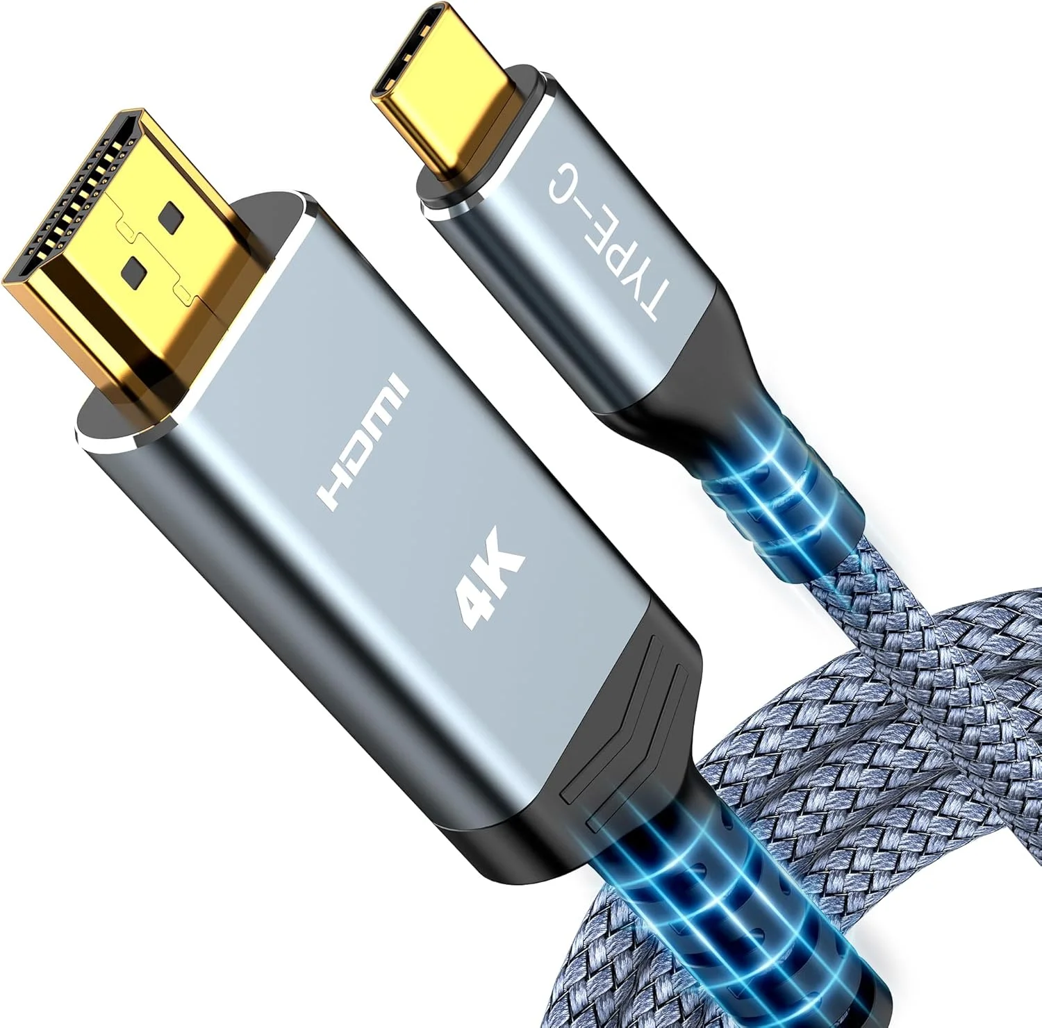 کابل USB C به HDMI های وینگس 6 فوت (4K@60Hz)، کابل بافته شده تایپ C به HDMI 2.0 با سرعت بالا، سازگار با آیفون سری 16/15، مک بوک پرو/ایر، آیپد، سرفیس، گلکسی، XPS