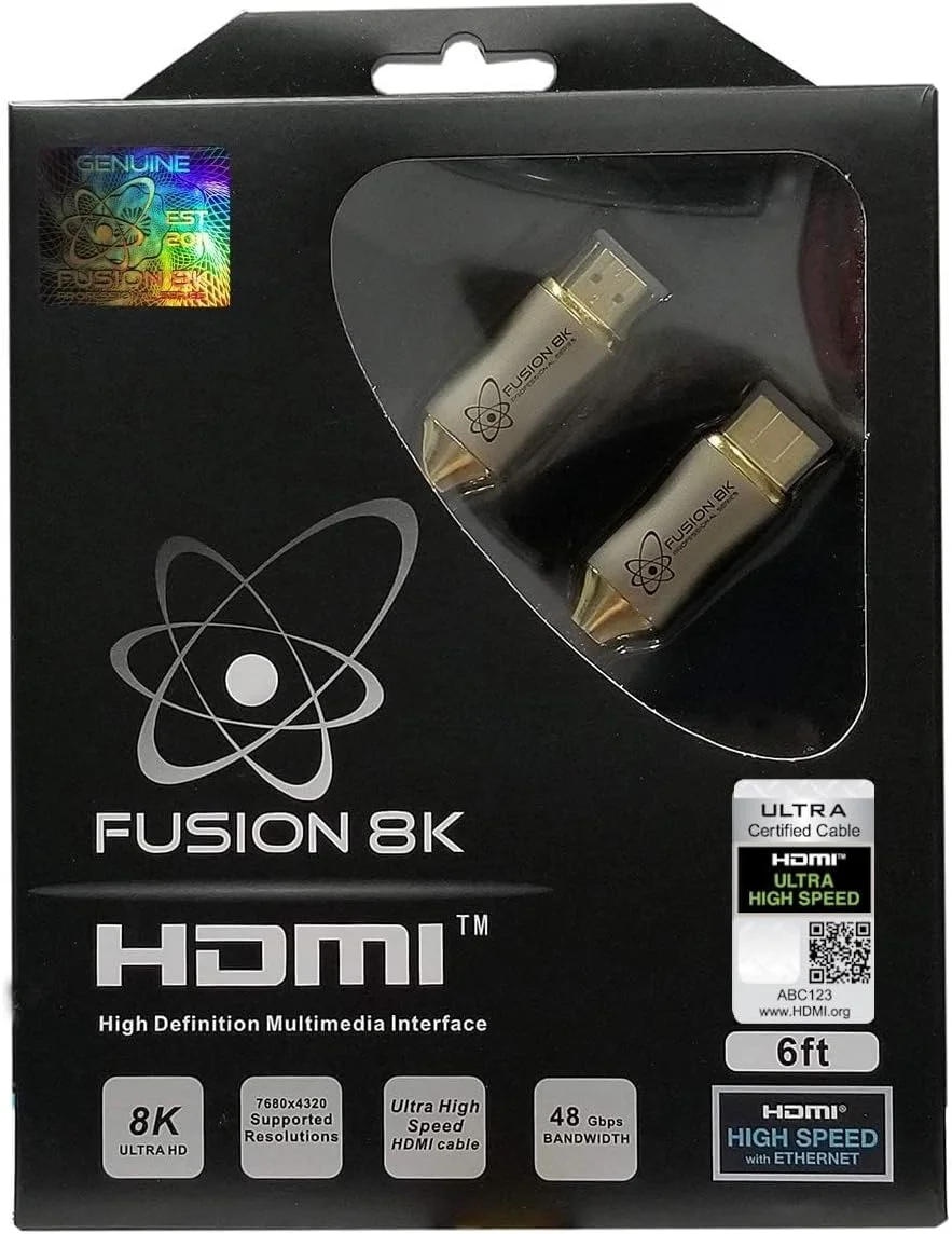 کابل HDMI 2.1 با پشتیبانی از رزولوشن‌های 10K و 8K با نرخ 60 هرتز و 4K با نرخ 120 هرتز، سازگار با انواع تلویزیون، BluRay، Xbox Series X و PS5 (طول 1.8 متر)