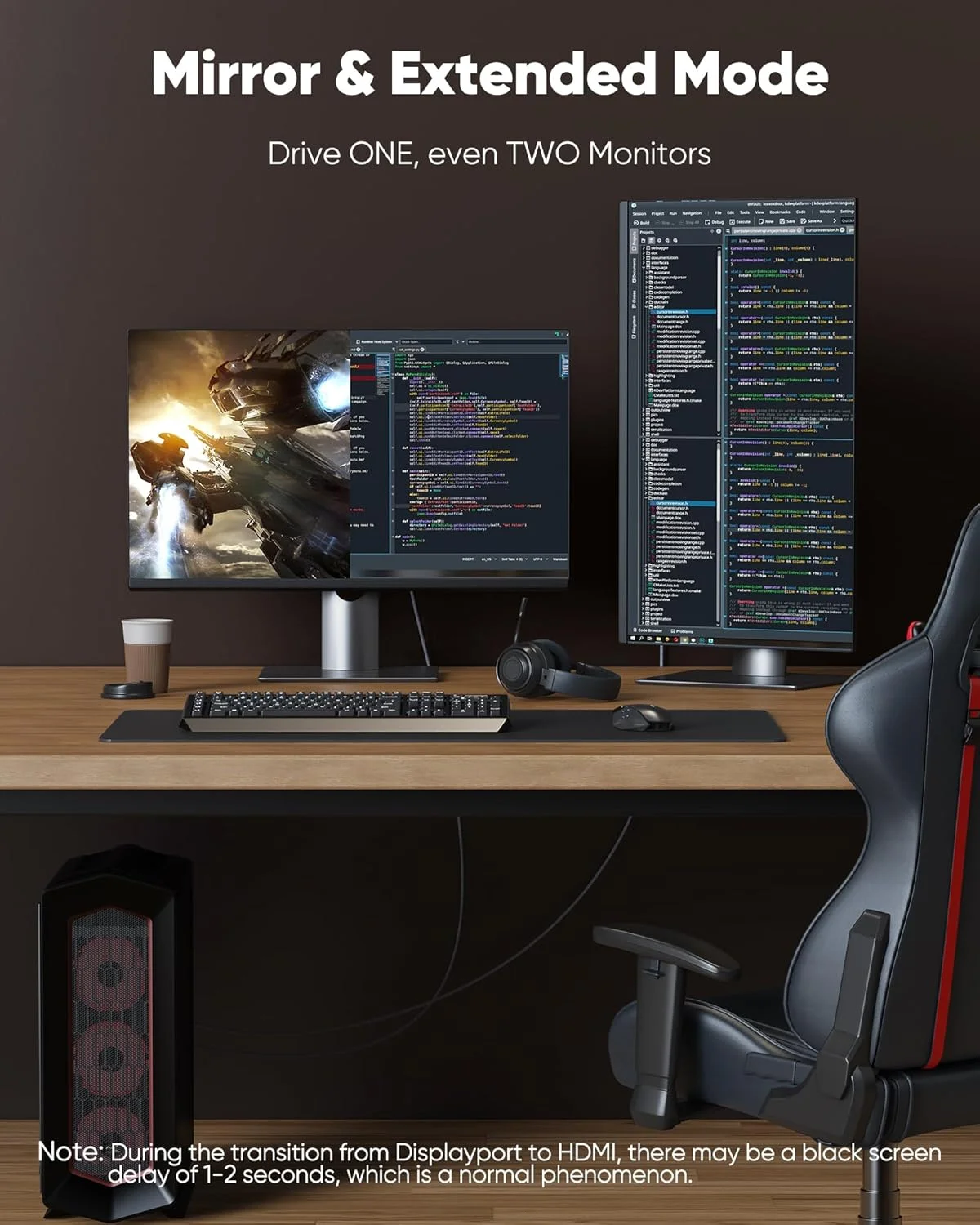 کابل تبدیل DisplayPort به HDMI های وینگ، یک طرفه، 2 متر، DP (منبع) به HDMI (نمایشگر) 1.4، 4K@30Hz، 2K@60Hz، 1080P Full HD، کابل بافته شده برای Dell، NVIDIA، AMD، مانیتور، پروژکتور (خاکستری)