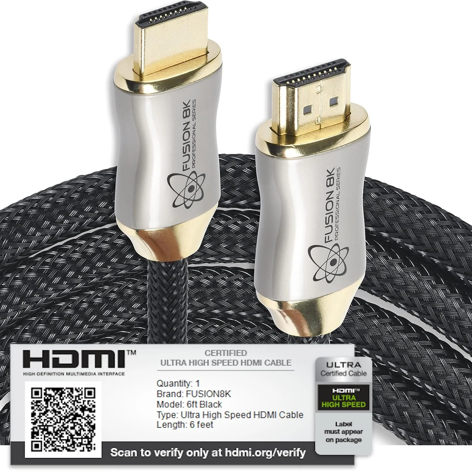 کابل HDMI 2.1 با پشتیبانی از رزولوشن‌های 10K و 8K با نرخ 60 هرتز و 4K با نرخ 120 هرتز، سازگار با انواع تلویزیون، BluRay، Xbox Series X و PS5 (طول 1.8 متر)
