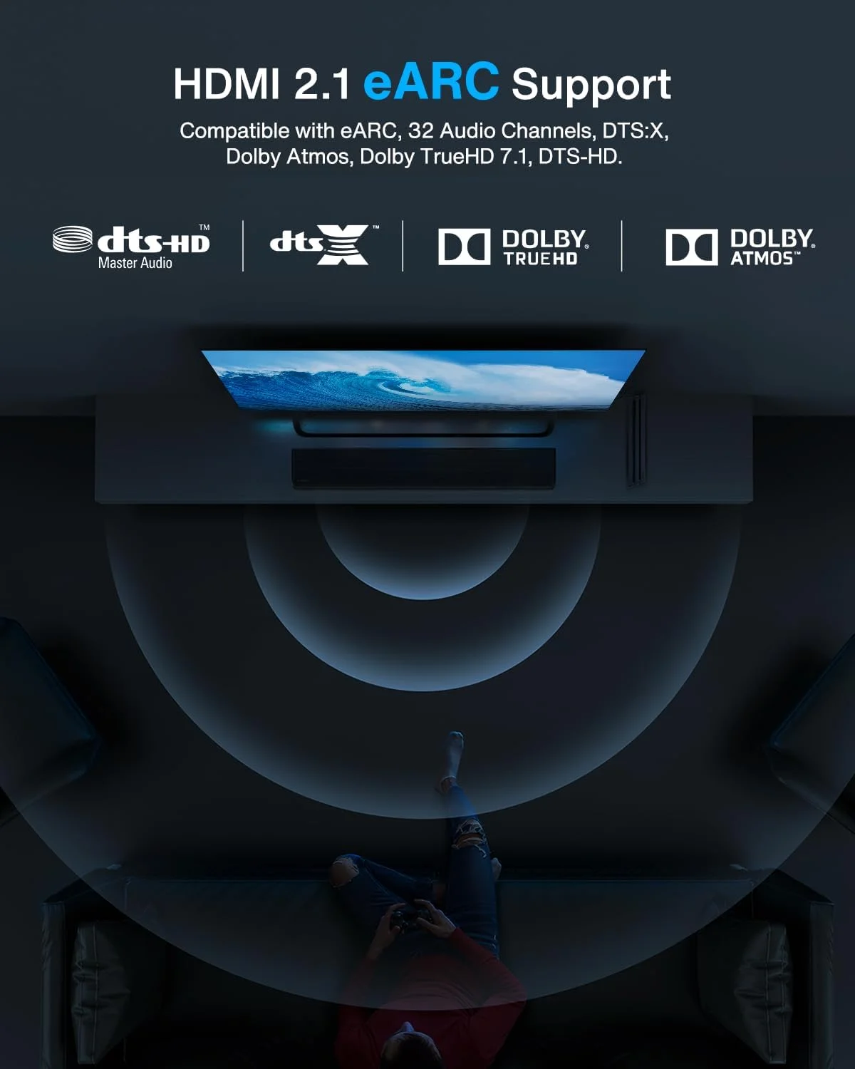 کابل HDMI ایوانکی 10K 8K طول 3 متر، کابل HDMI 2.1 با سرعت فوق العاده بالا 48 گیگابیت بر ثانیه، 8K@60Hz، 4K@120Hz، HDR/eARC/HDCP 2.2&2.3، کابل HDMI بافته شده 3 متری سازگار با Roku TV/PS5/Xbox/Laptop/Monitor/PC/Switch