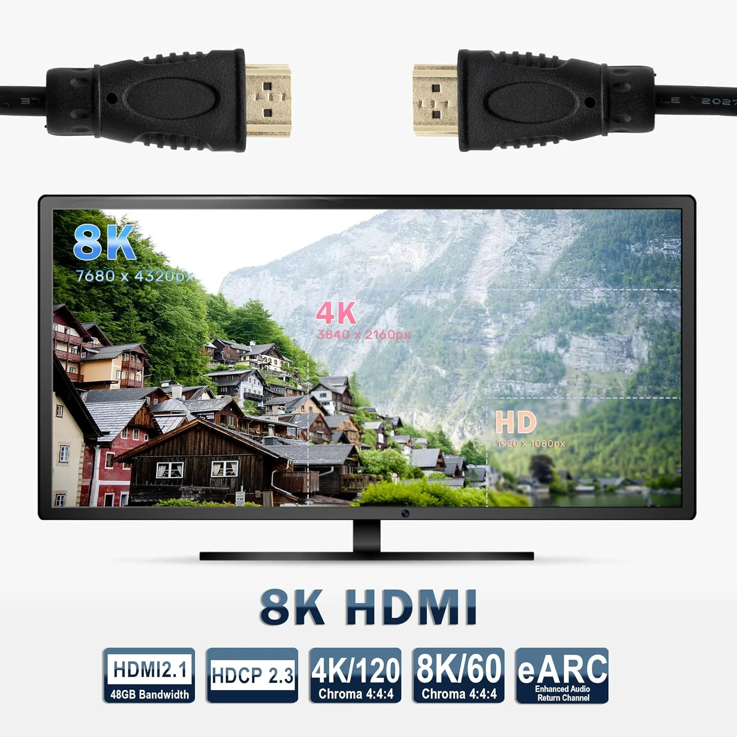 کابل HDMI 2.1 هشتK جی-تک دیجیتال 30 سانتی‌متری (بسته 3 عددی) | کابل HDMI فوق‌العاده پرسرعت 48 گیگابیت بر ثانیه، 4K@120Hz، 8K@60Hz، ARC & eARC، سازگار با PS5، Xbox، Apple TV، لپ‌تاپ و غیره [JTECH-8KCAB1]