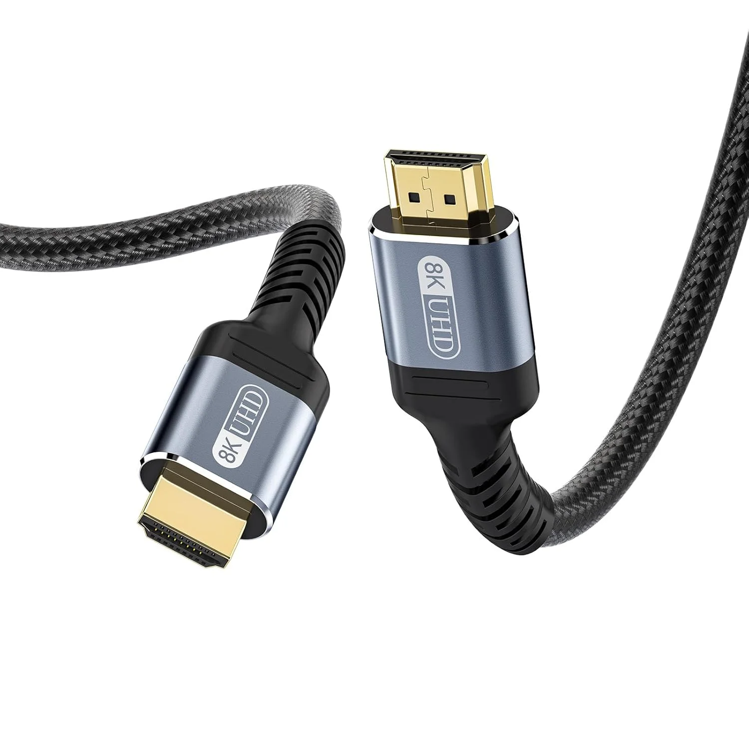 کابل HDMI 2.1 با سرعت فوق العاده بالا 48 گیگابیت بر ثانیه، با روکش نایلونی بافته شده - 8K@60Hz 4K@120Hz سازگار با مانیتور/تلویزیون/PS5 4 3/لپ تاپ/ایکس باکس سری X/پروژکتور/دستگاه پخش Blu-ray