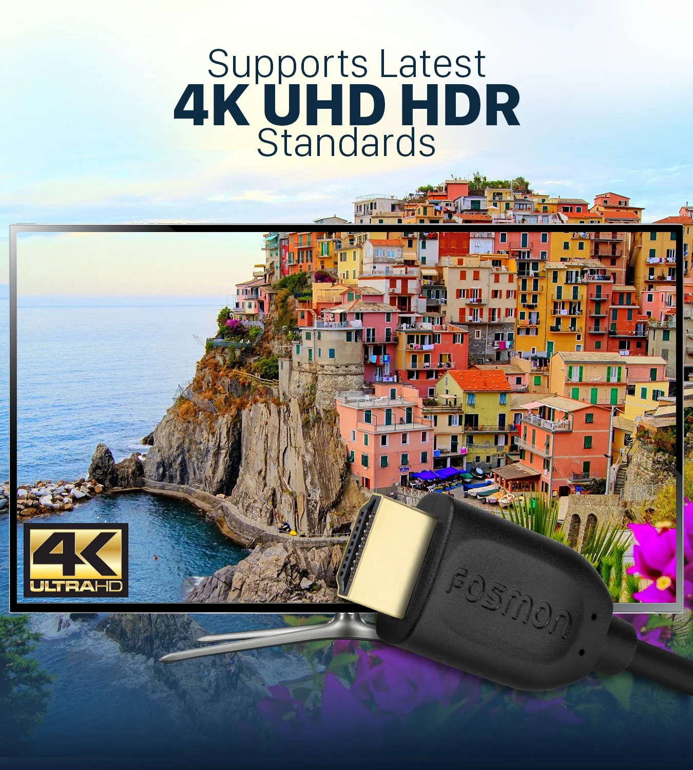 کابل HDMI 4K فوسمون 7.5 متری، کابل HDMI 2.0 پشتیبانی از 4K@60Hz/2160p با سرعت 18 گیگابیت بر ثانیه، HDCP، 3D، ARC، Dolby TrueHD، سازگار با تلویزیون UHD، مانیتور PC، کنسول، PS4، PS5، Xbox 360/One/X/S، نینتندو سوییچ کابل HDMI 4K فوسمون 7.5 متری، کابل HDMI 2.0 پشتیبانی از 4K@60Hz/2160p با سرعت 18 گیگابیت بر ثانیه، HDCP، 3D، ARC، Dolby TrueHD، سازگار با تلویزیون UHD، مانیتور PC، کنسول، PS4، PS5، Xbox 360/One/X/S، نینتندو سوییچ