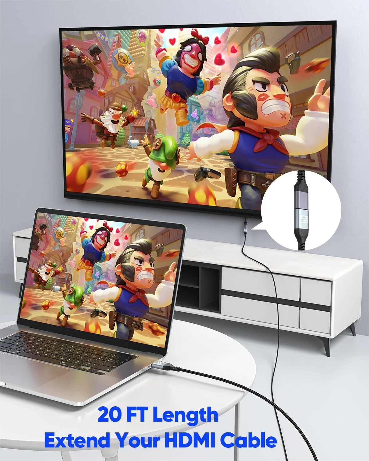 کابل افزایش طول HDMI بیست فوت، کابل افزایش طول آداپتور HDMI نر به ماده بیست فوت، 4K@60Hz، 2K، 1080P، ARC، HDR سازگار با لپ تاپ، HDTV، مانیتور، Roku، Fire TV Stick، Xbox، PS5 کابل افزایش طول HDMI بیست فوت، کابل افزایش طول آداپتور HDMI نر به ماده بیست فوت، 4K@60Hz، 2K، 1080P، ARC، HDR سازگار با لپ تاپ، HDTV، مانیتور، Roku، Fire TV Stick، Xbox، PS5