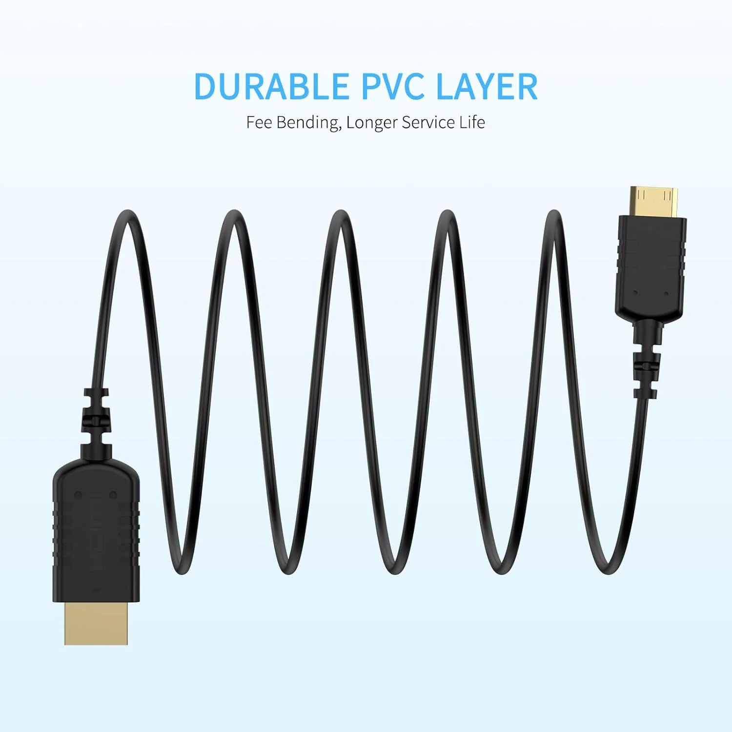 کابل مینی HDMI به HDMI فوق العاده نازک FEELWORLD 4K، طول 0.5 متر، کابل باریک HDMI 2.0 با قطر 2.5 میلی متر، پشتیبانی از سرعت بالا 4K@60Hz 2160p 1080p 18 گیگابیت بر ثانیه 3D HDR برای دوربین، فیلمبردار، لپ تاپ، تبلت