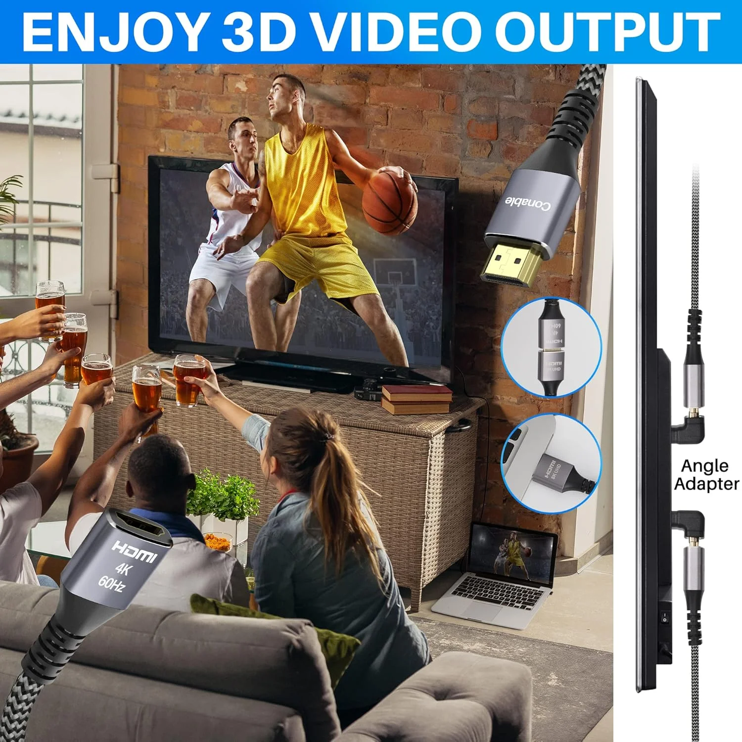 کابل افزایش طول HDMI 4K، طول 6 متر، کابل افزایش طول بافته شده HDMI 2.0 نر به ماده، مس خالص، 3D 4K@60Hz 2160p 1080p HDR HDCP 2.2 ARC (همراه با 25 بست کمربندی، 25 میخ U شکل، 2 آداپتور HDMI) - طول 6 متر